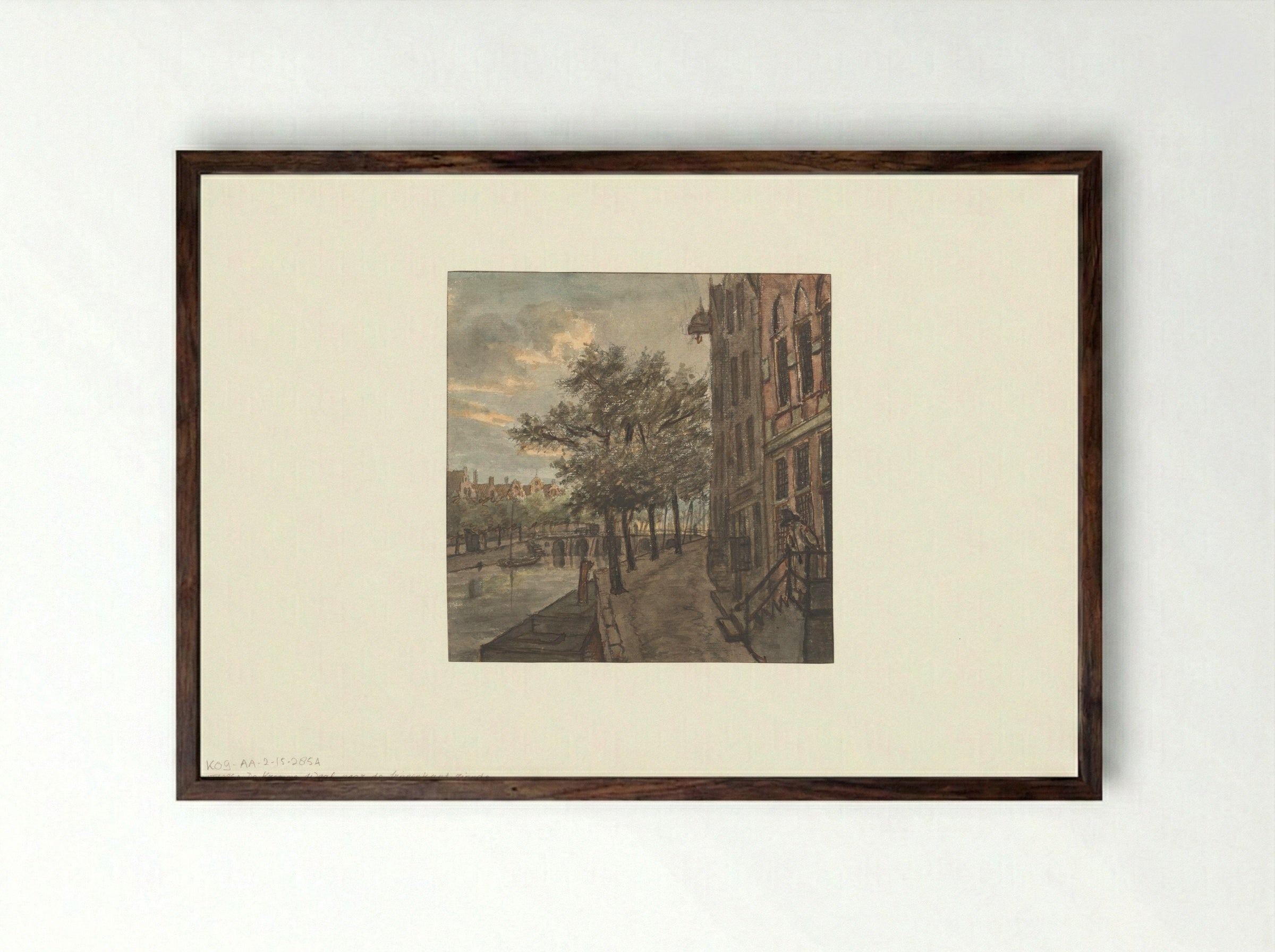 Gezicht op de Kromme Waal - Gerrit Lamberts - Framed Print Dark Wood