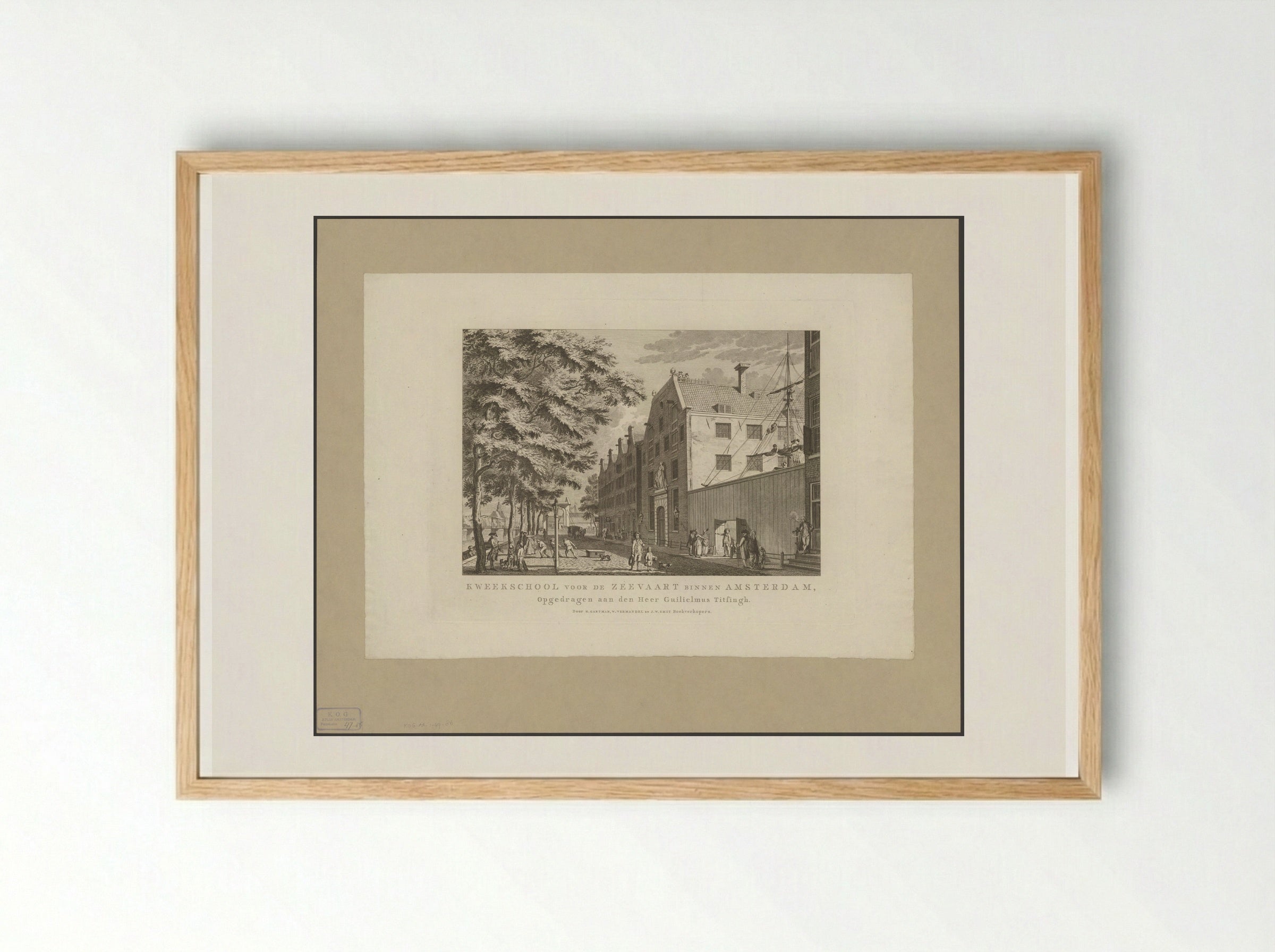 Gezicht op de Kweekschool voor de Zeevaart te Amsterdam - Cornelis Brouwer - Framed Print Wood