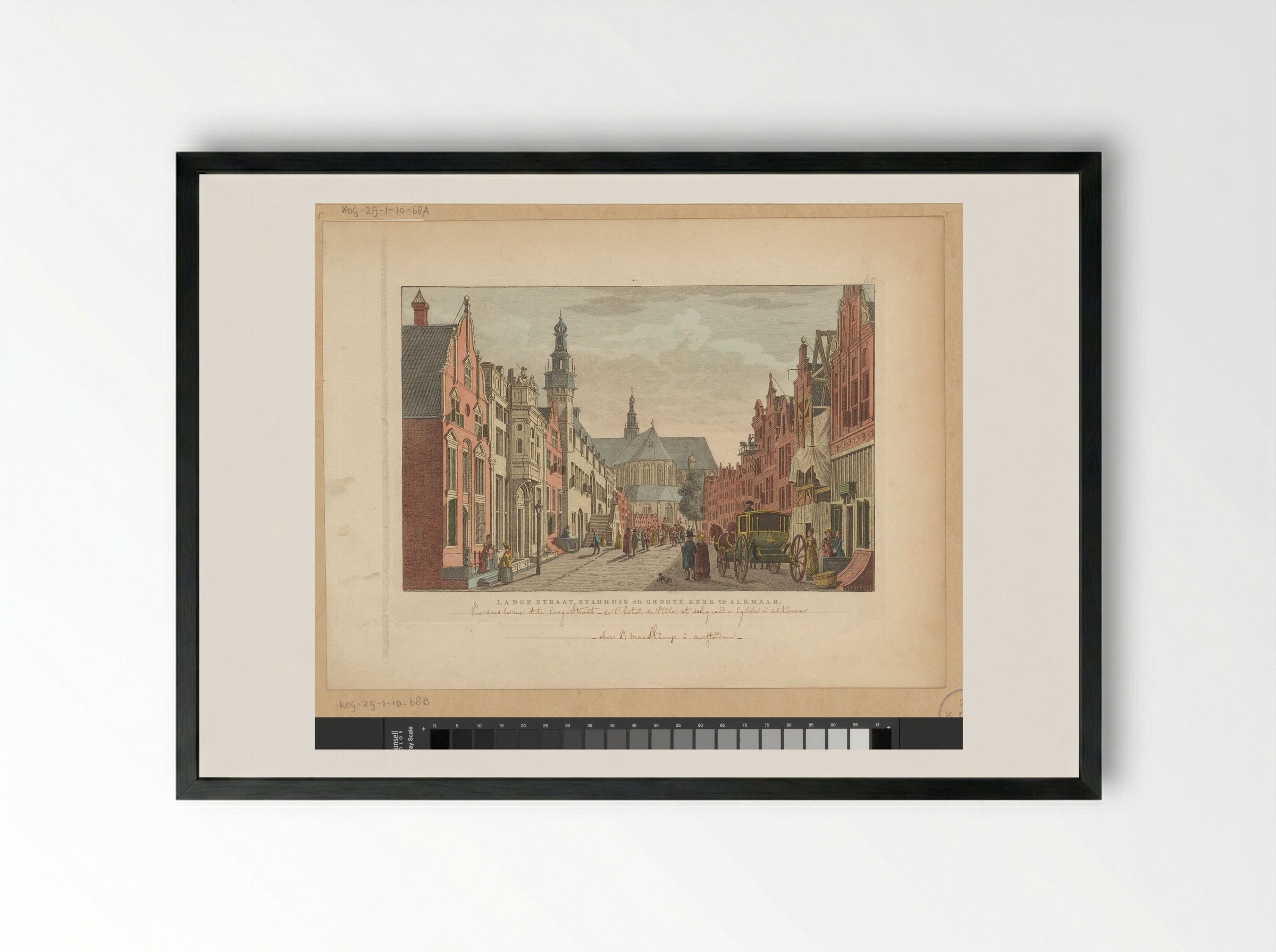 Gezicht op de Lange Straat, Stadhuis en Grote Kerk te Alkmaar - Carel Frederik Bendorp (I) - Framed Print Black