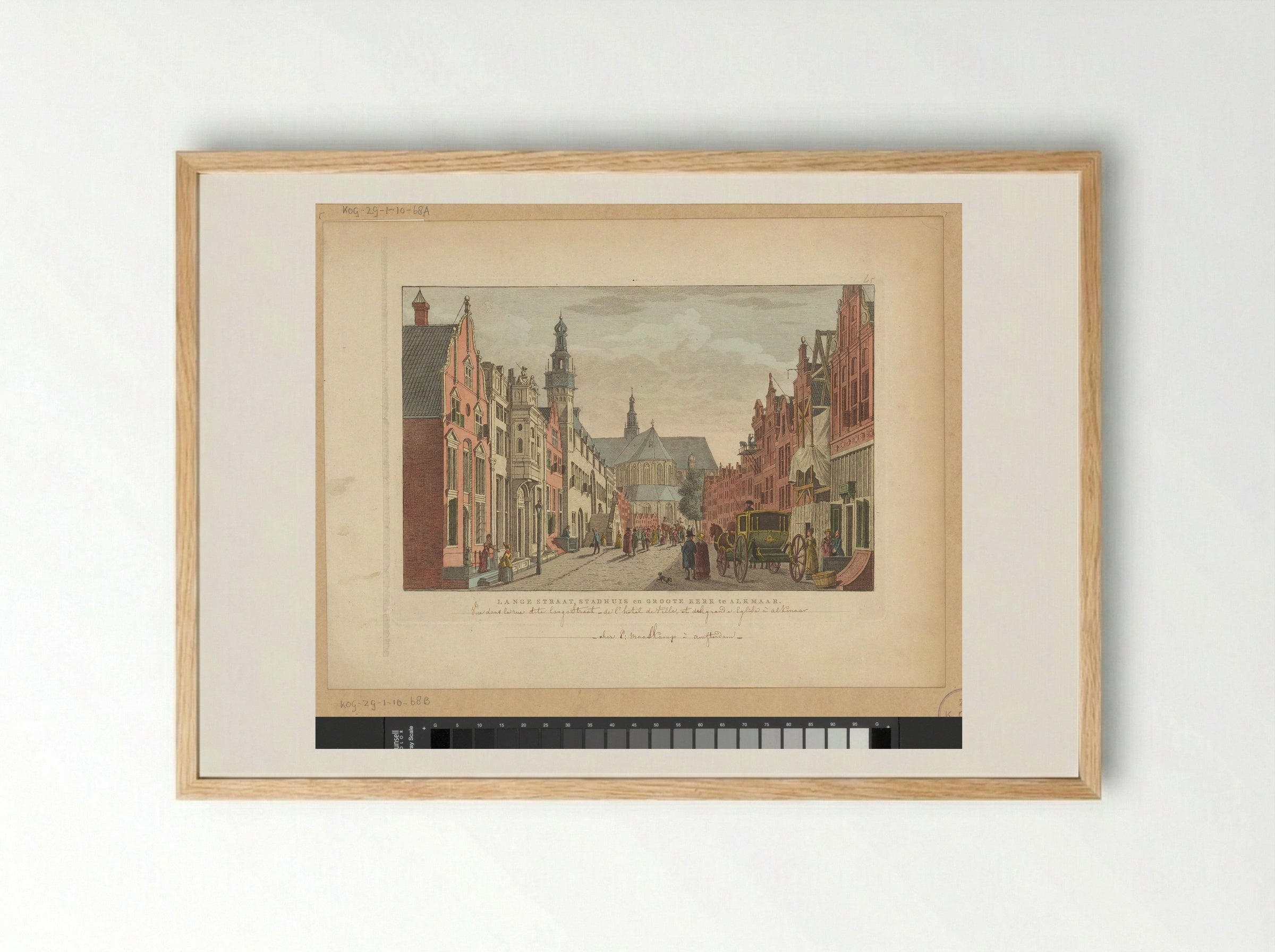 Gezicht op de Lange Straat, Stadhuis en Grote Kerk te Alkmaar - Carel Frederik Bendorp (I) - Framed Print Wood