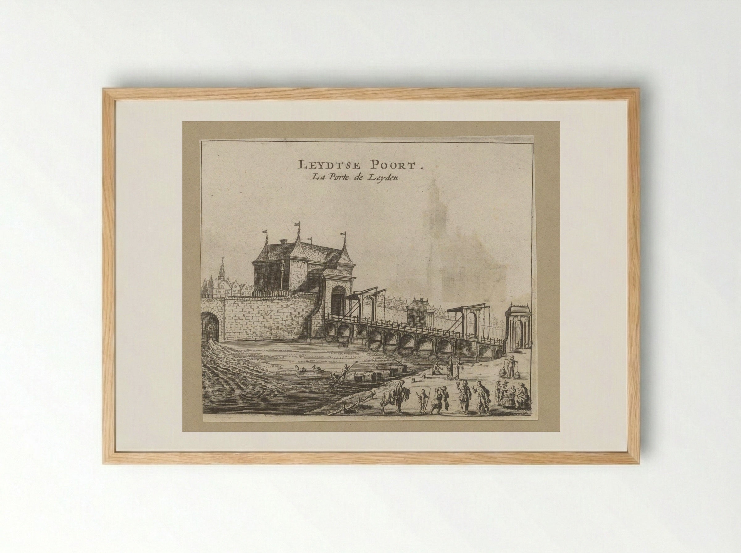 Gezicht op de Leidsepoort te Amsterdam - Jan Veenhuysen - Framed Print Wood