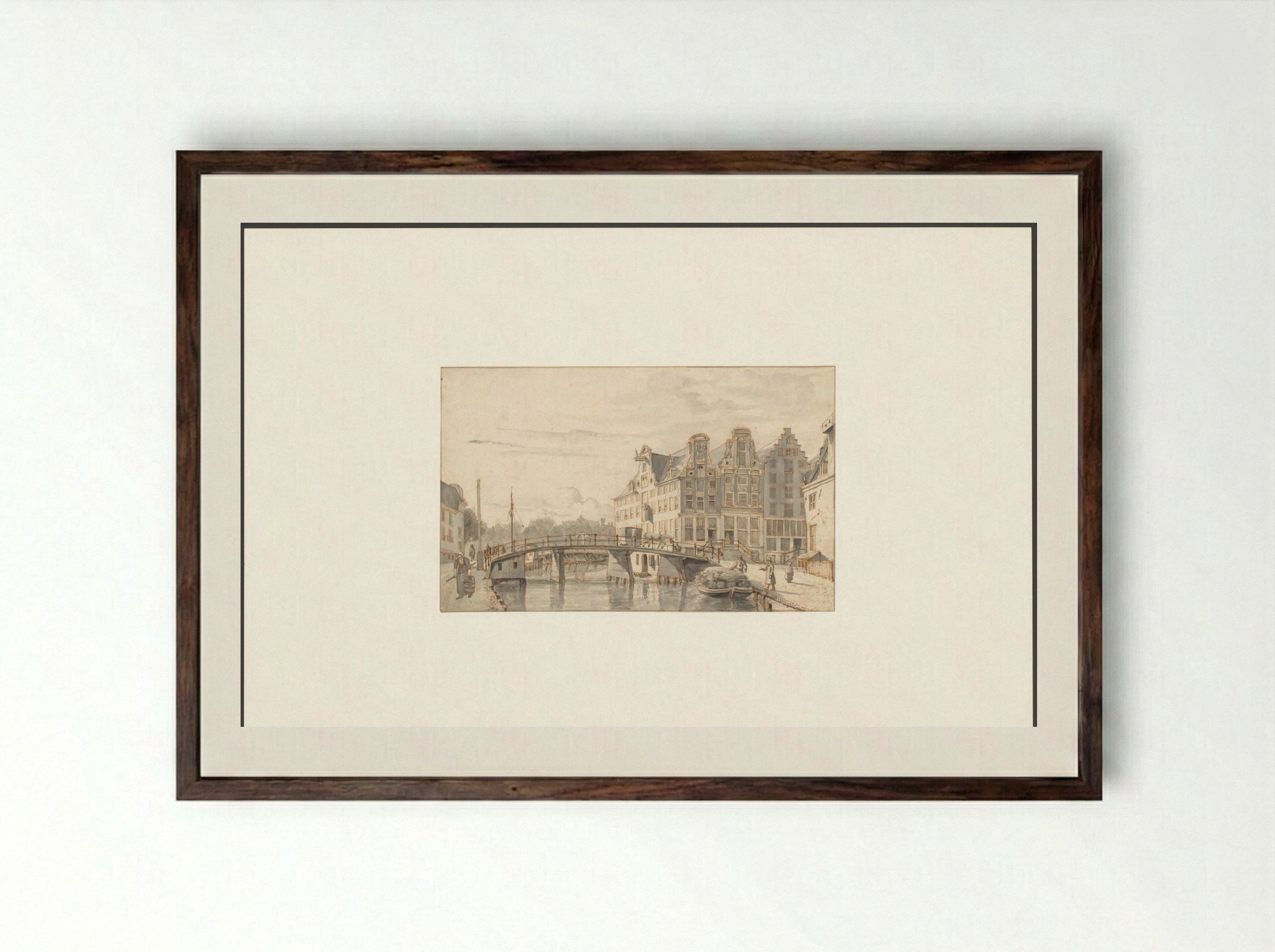 Gezicht op de Leprozengracht - Gerrit Lamberts - Framed Print Dark Wood