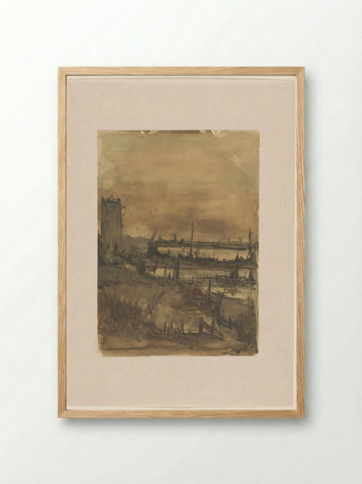 Gezicht op de Maas bij Dordrecht - Jan Paul Valkema Blouw - Framed Print Wood