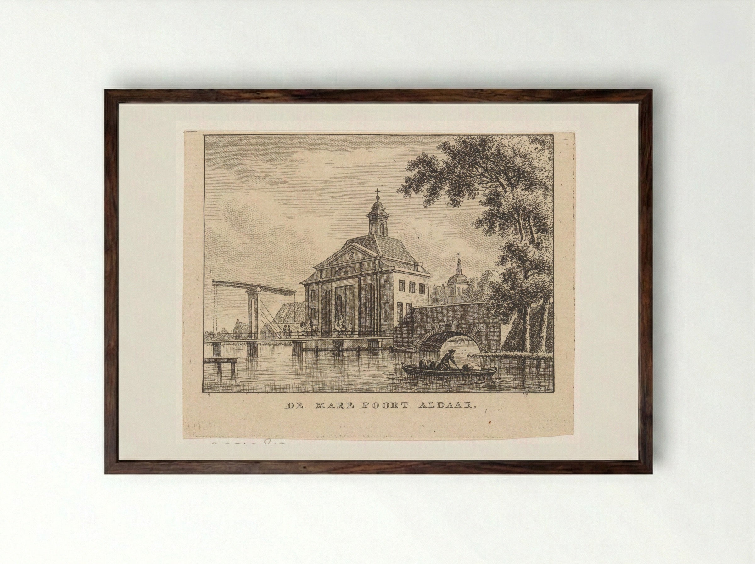 Gezicht op de Marepoort te Leiden - Carel Frederik Bendorp (I) - Framed Print Dark Wood