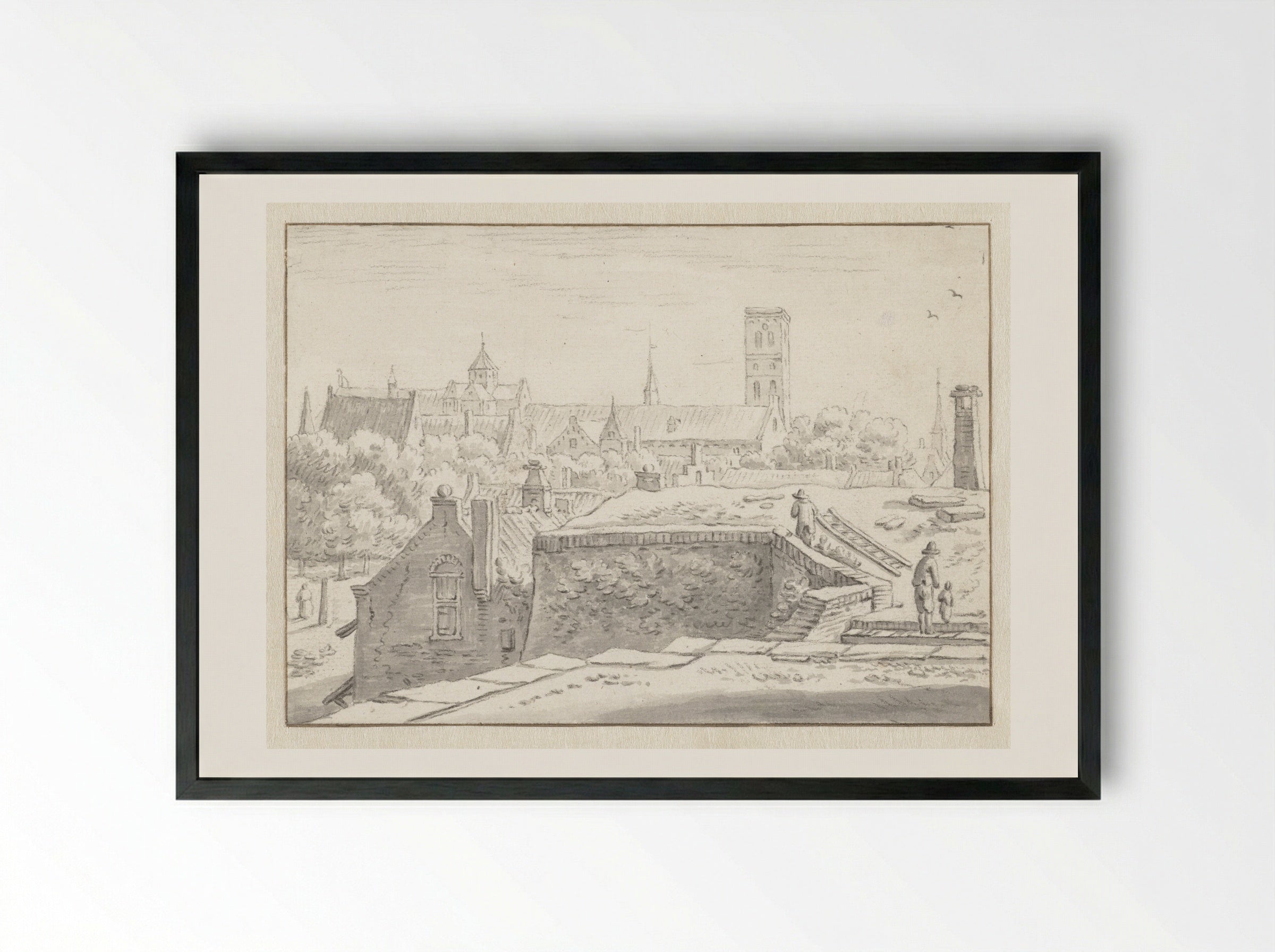 Gezicht op de Mariakerk - Herman Saftleven - Framed Print Black