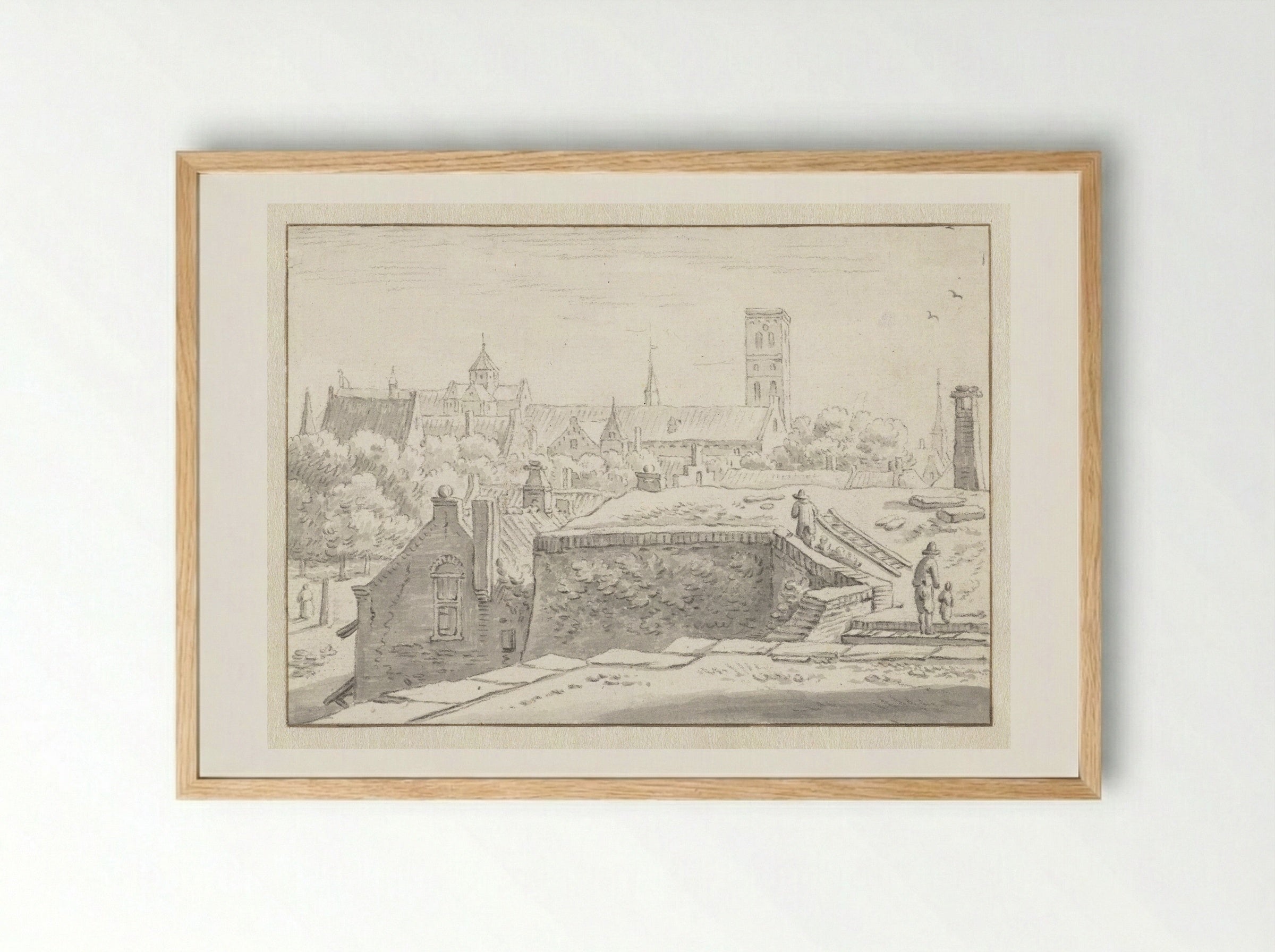 Gezicht op de Mariakerk - Herman Saftleven - Framed Print Wood