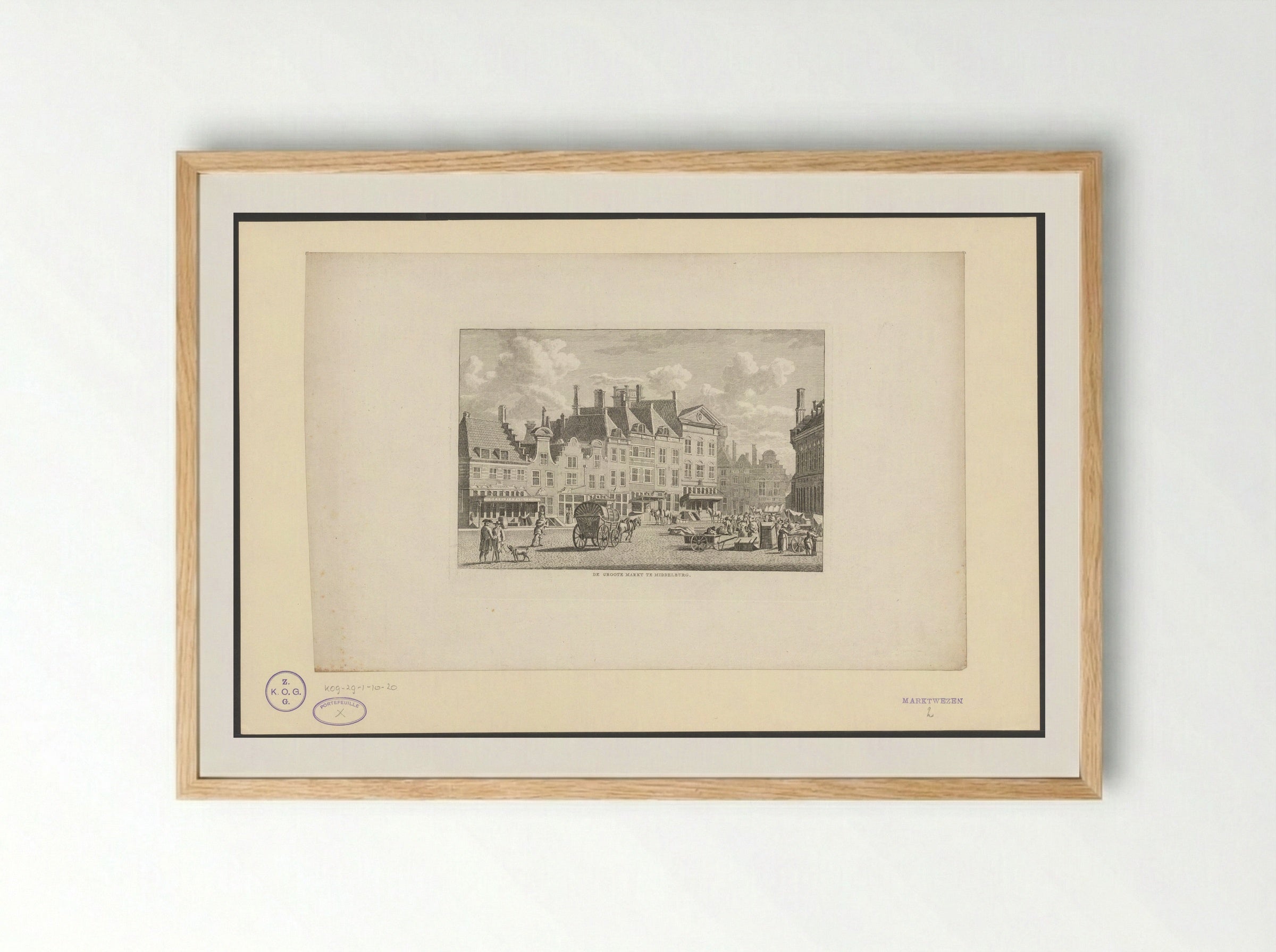 Gezicht op de Markt in Middelburg - Carel Frederik Bendorp (I) - Framed Print Wood