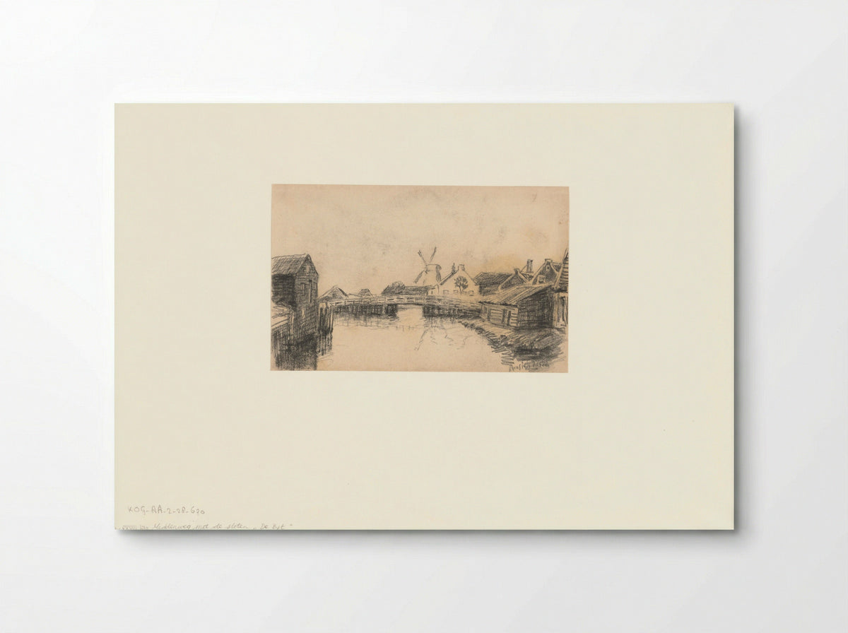 Gezicht op de Middenweg met molen De Bijl - Anthonie van Teijn - Poster
