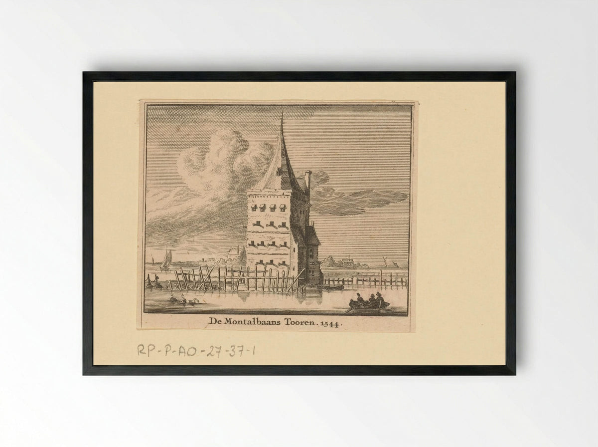 Gezicht op de Montelbaanstoren te Amsterdam, 1544 - Jan Goeree - Framed Print Black