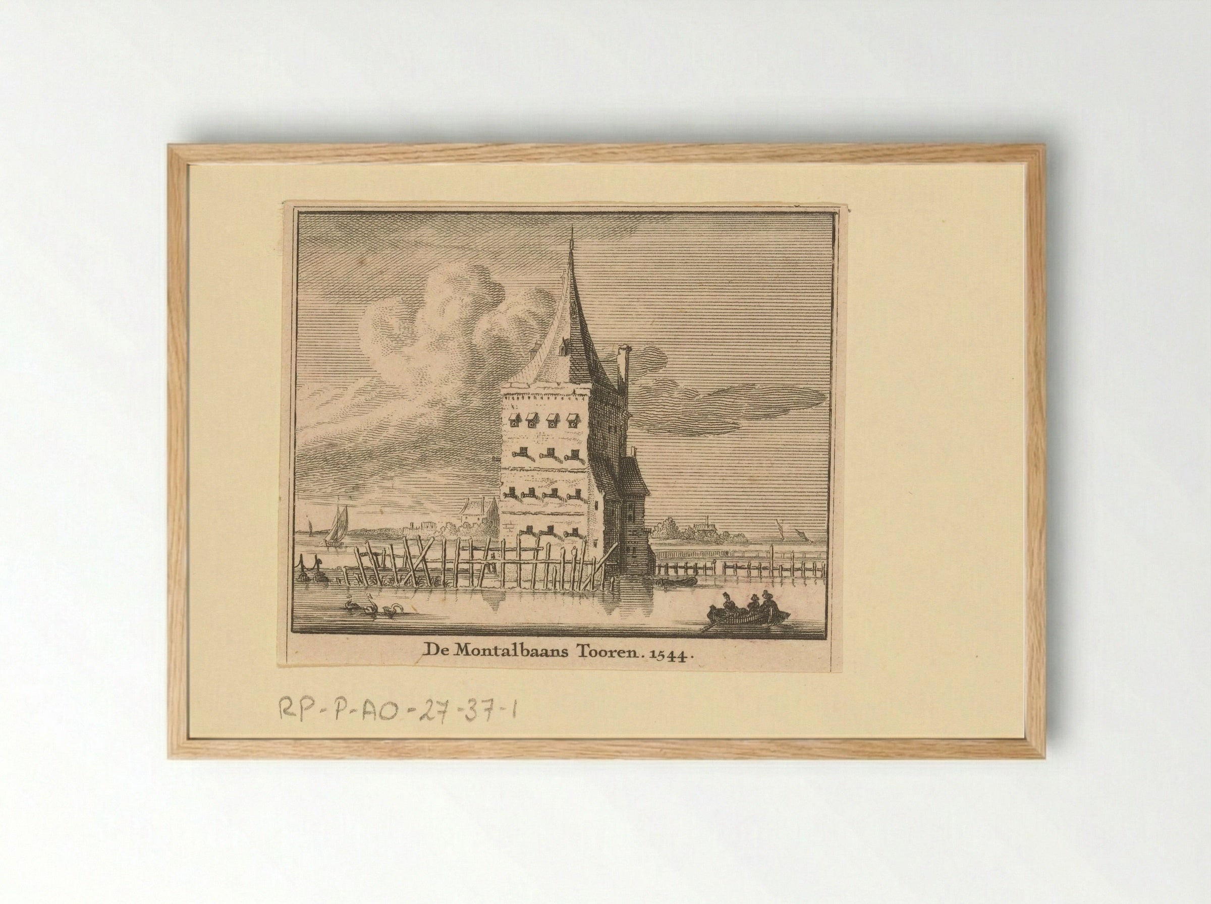 Gezicht op de Montelbaanstoren te Amsterdam, 1544 - Jan Goeree - Framed Print Wood
