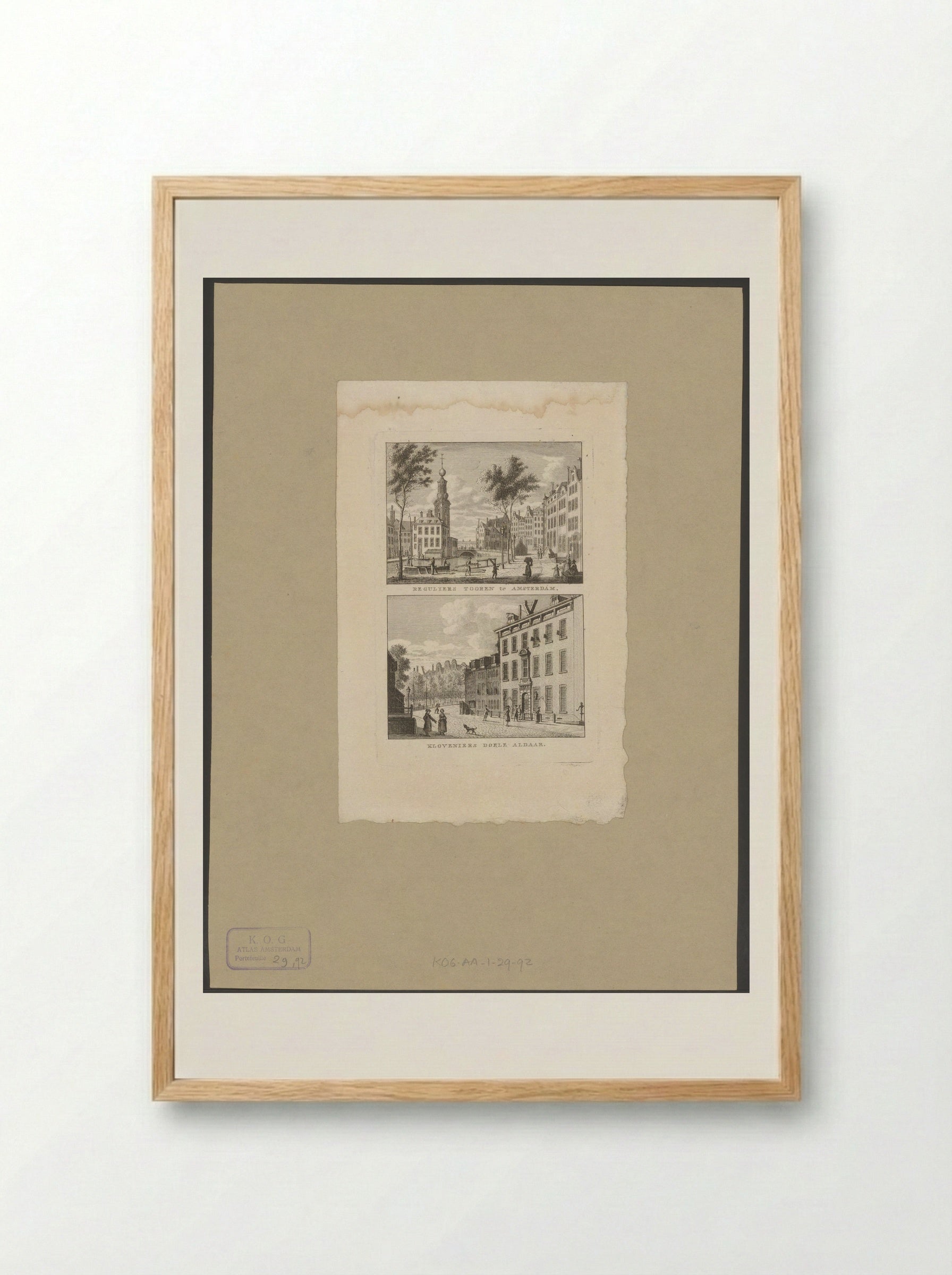 Gezicht op de Munttoren en Kloveniersdoelen te Amsterdam - Carel Frederik Bendorp (I) - Framed Print Wood