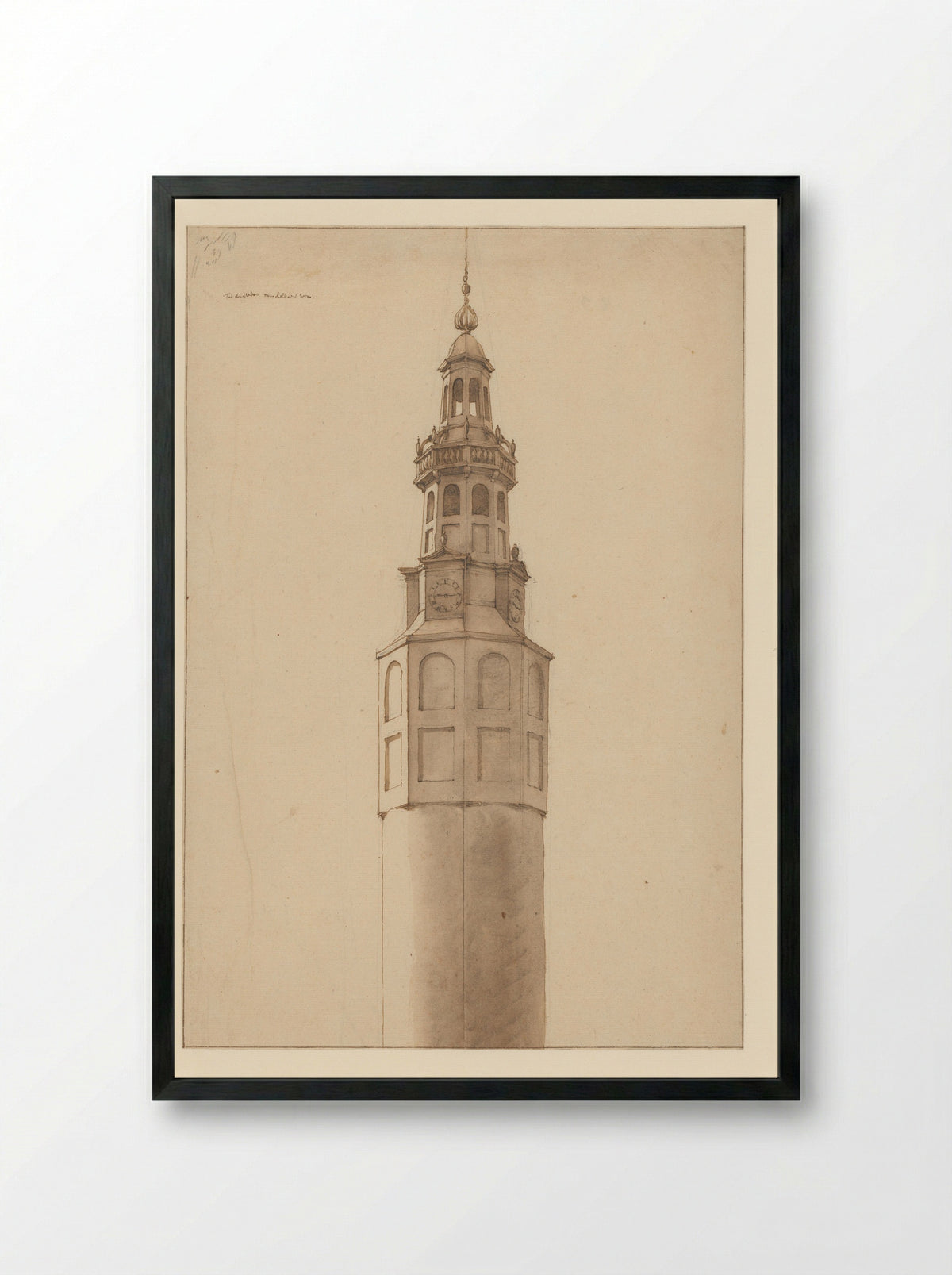 Gezicht op de Munttoren te Amsterdam - Jan Spaan - Framed Print Black