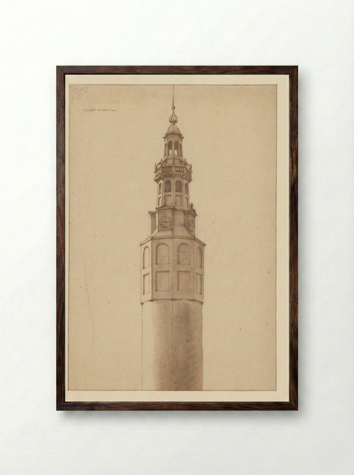 Gezicht op de Munttoren te Amsterdam - Jan Spaan - Framed Print Dark Wood