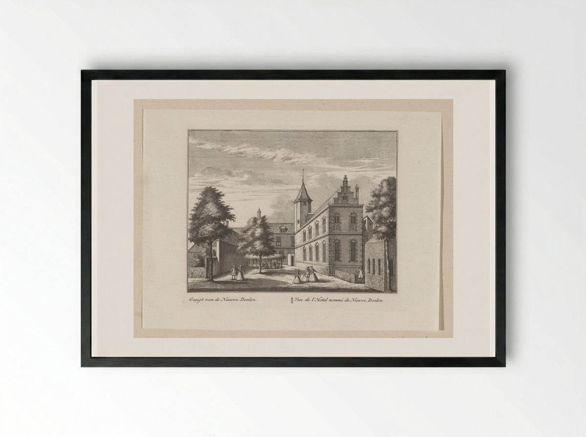 Gezicht op de Nieuwe Doelen te Alkmaar - Leonard Schenk - Framed Print Black