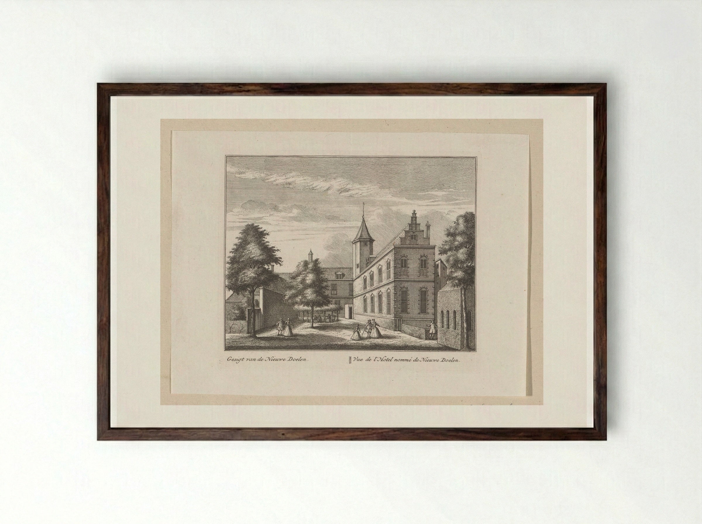 Gezicht op de Nieuwe Doelen te Alkmaar - Leonard Schenk - Framed Print Dark Wood