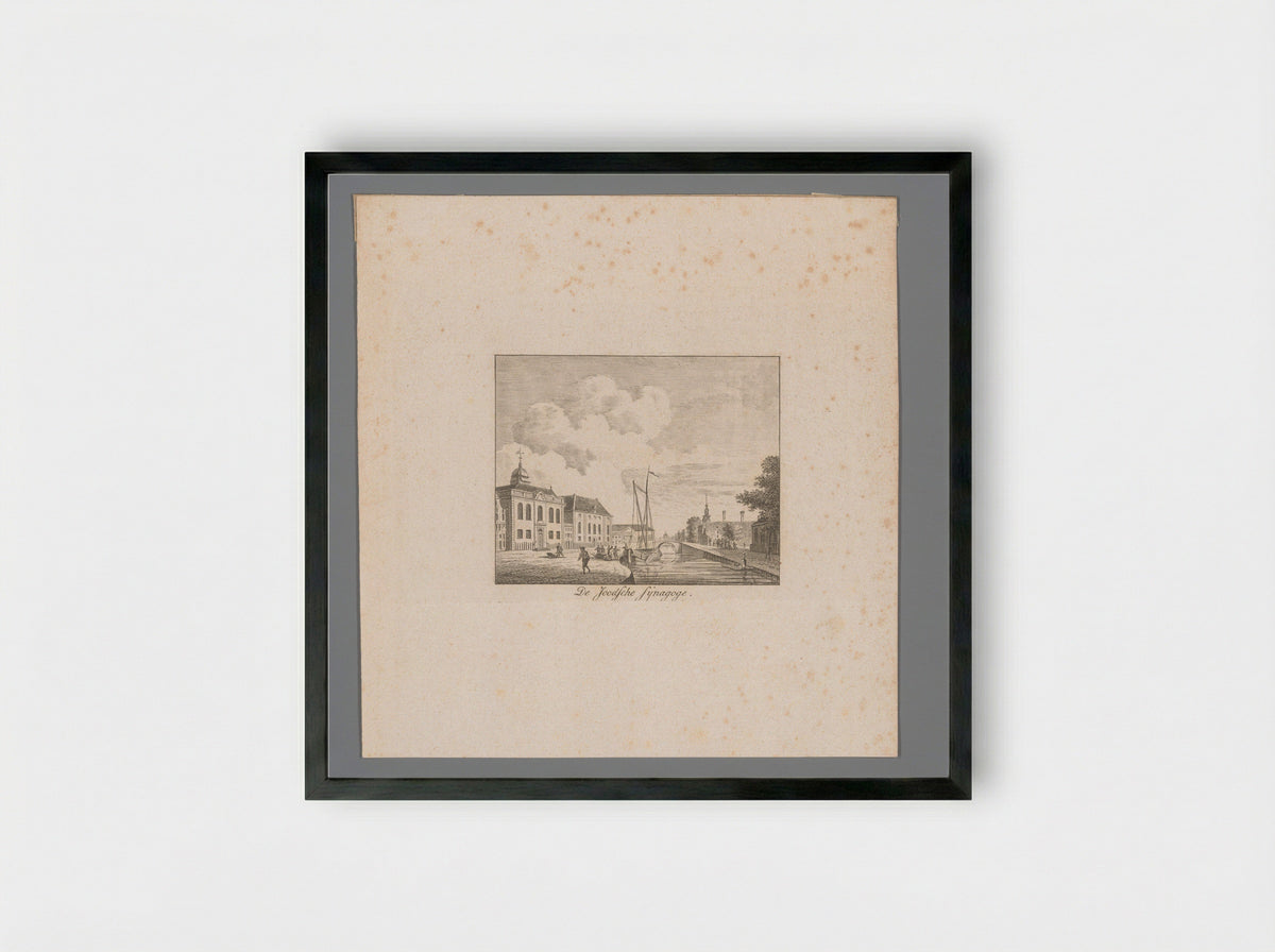 Gezicht op de Nieuwe en Grote Synagoge te Amsterdam - Hendrik Keun - Framed Print Black