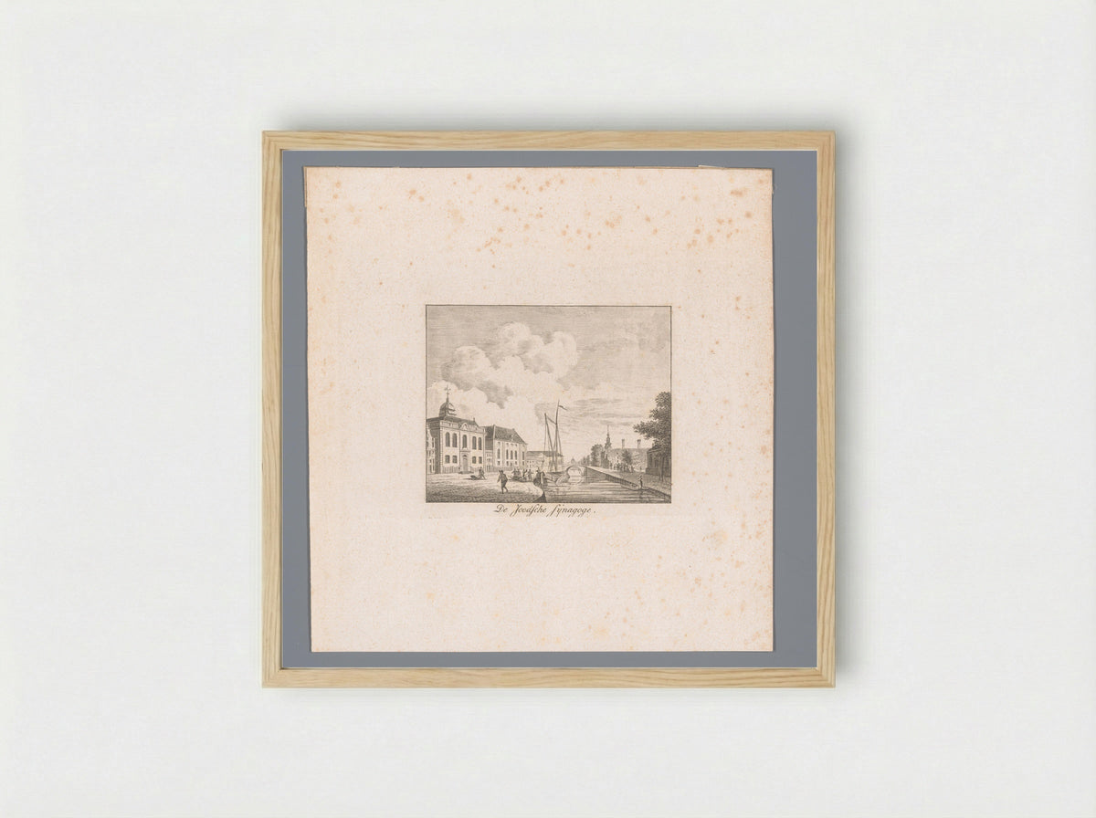 Gezicht op de Nieuwe en Grote Synagoge te Amsterdam - Hendrik Keun - Framed Print Wood