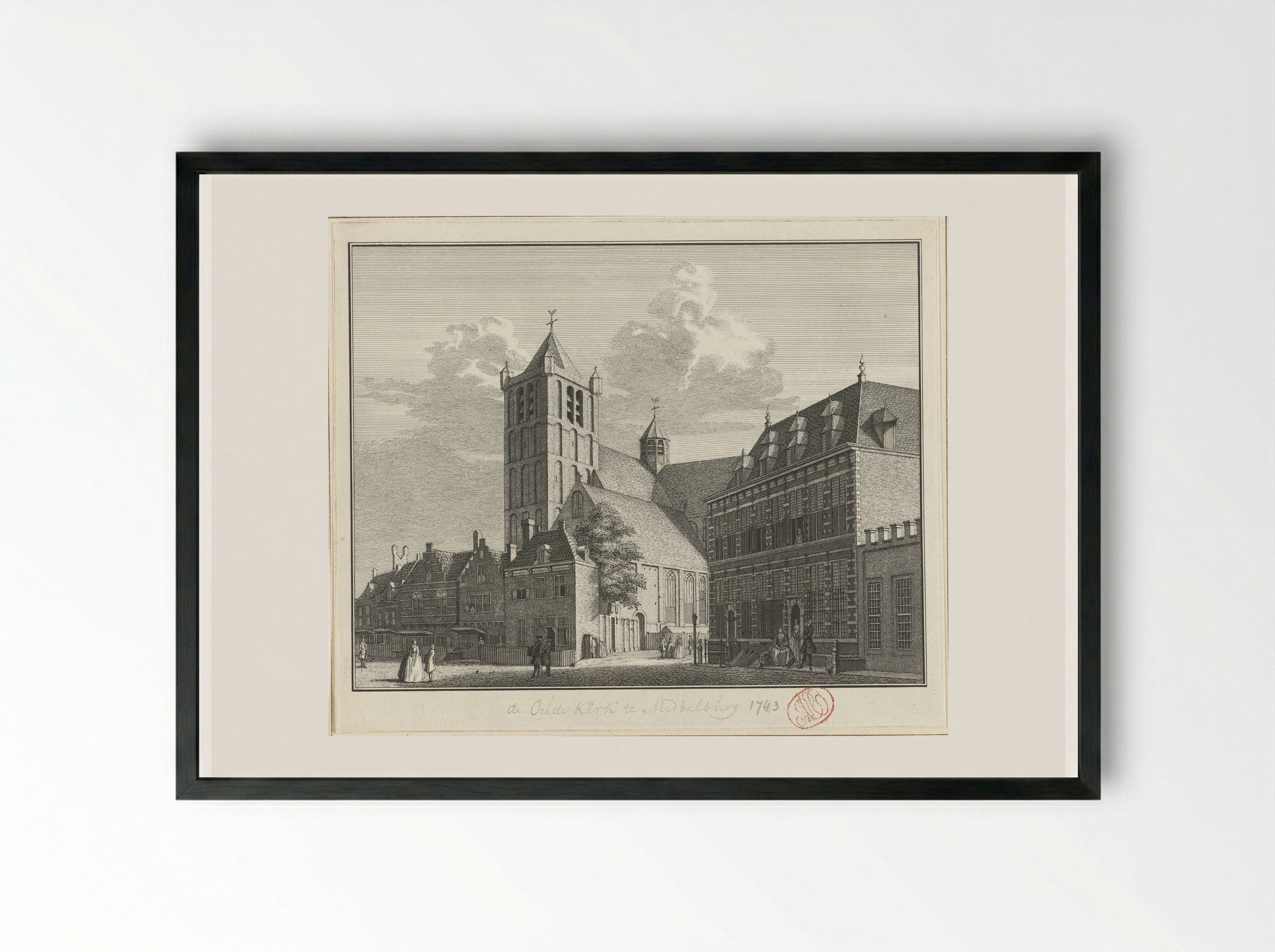 Gezicht op de Noordmonsterkerk te Middelburg - Jan Caspar Philips - Framed Print Black
