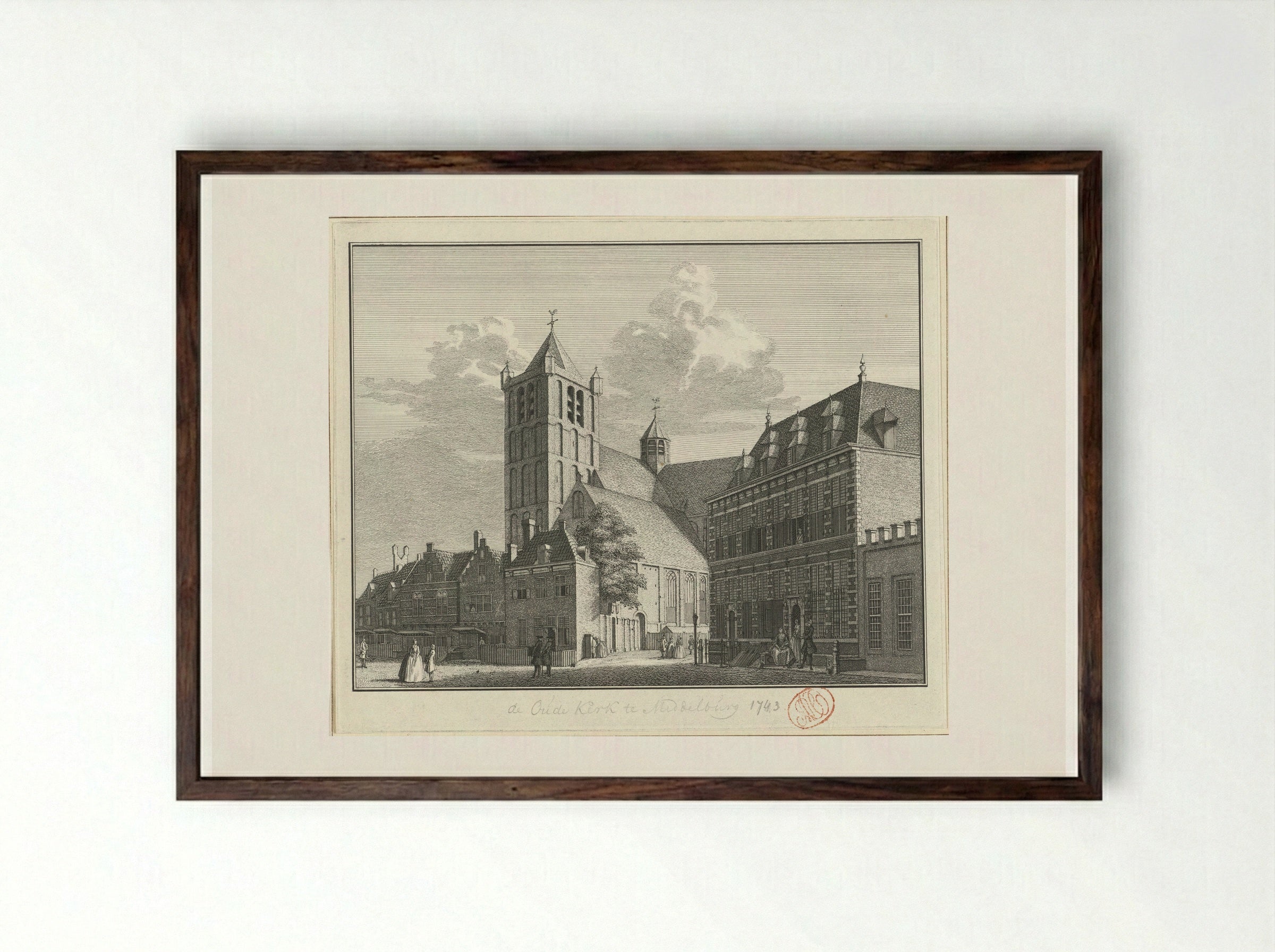 Gezicht op de Noordmonsterkerk te Middelburg - Jan Caspar Philips - Framed Print Dark Wood