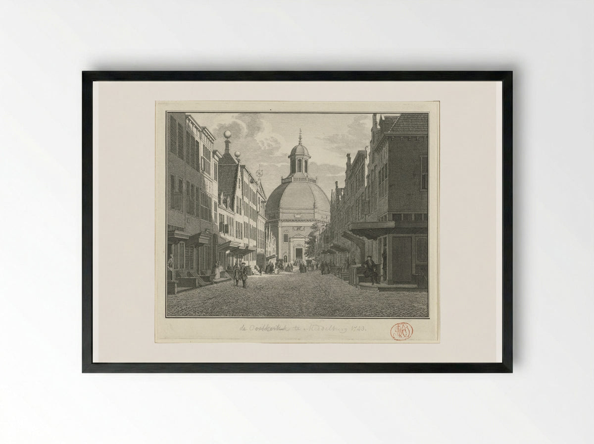 Gezicht op de Oostkerk te Middelburg - Jan Caspar Philips - Framed Print Black
