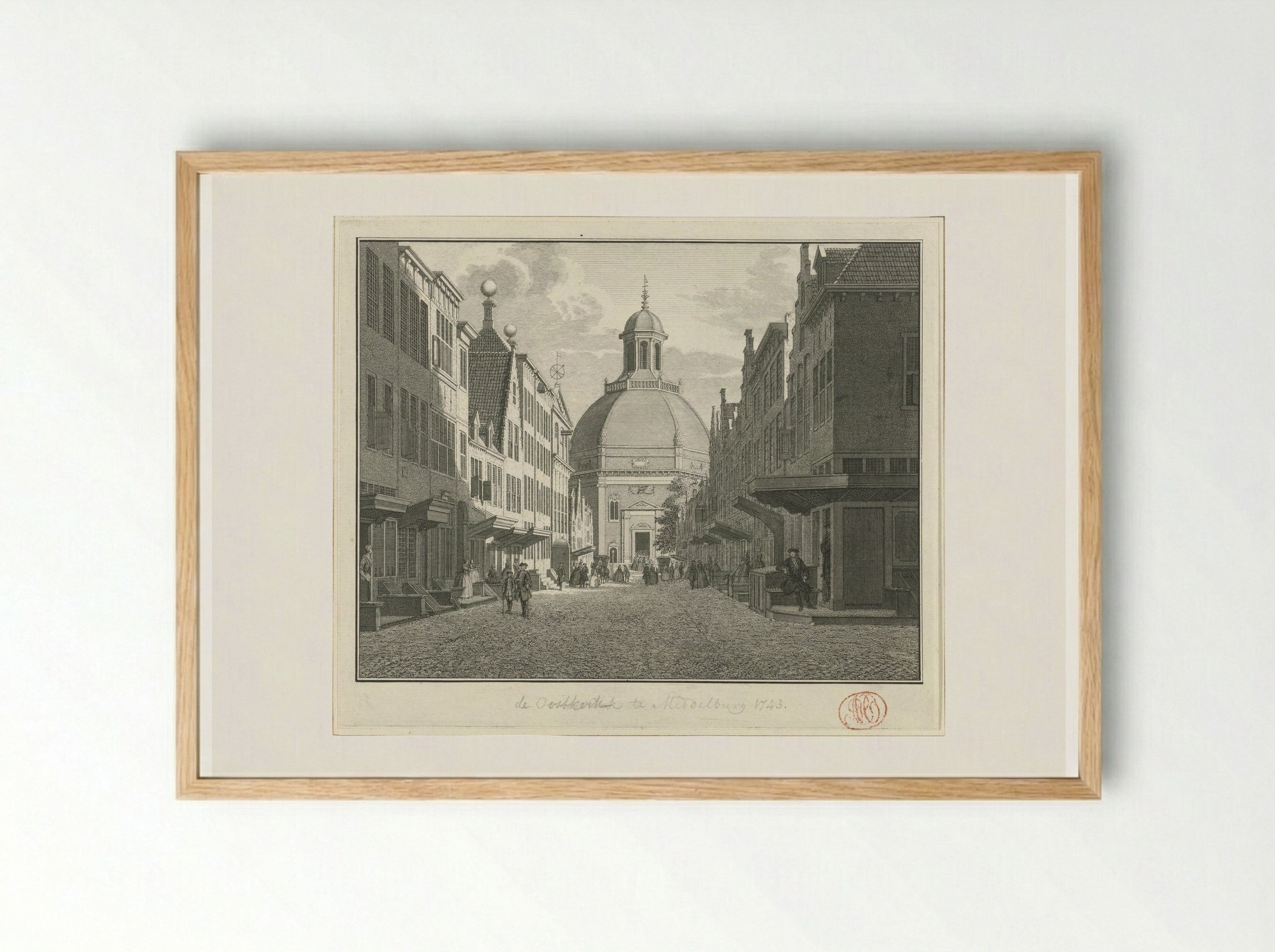 Gezicht op de Oostkerk te Middelburg - Jan Caspar Philips - Framed Print Wood