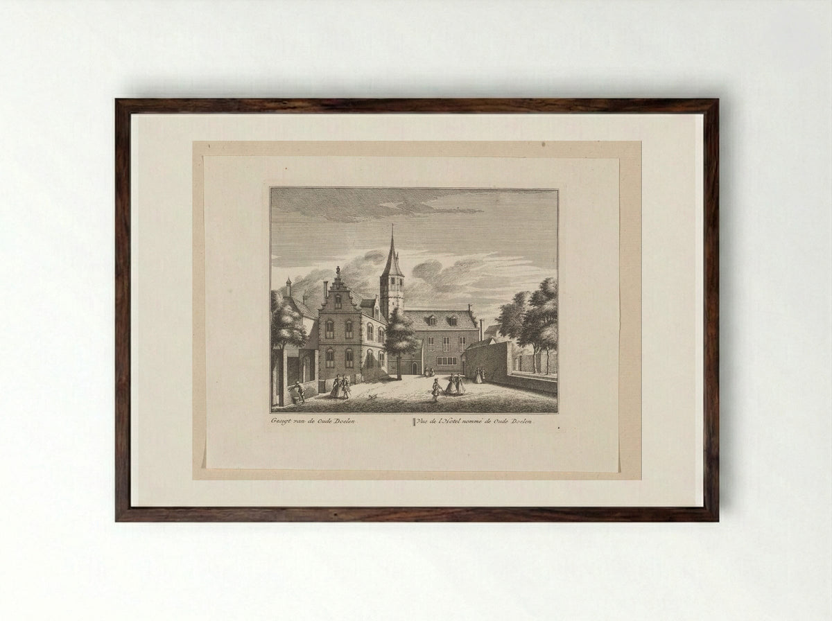 Gezicht op de Oude Doelen te Alkmaar - Leonard Schenk - Framed Print Dark Wood