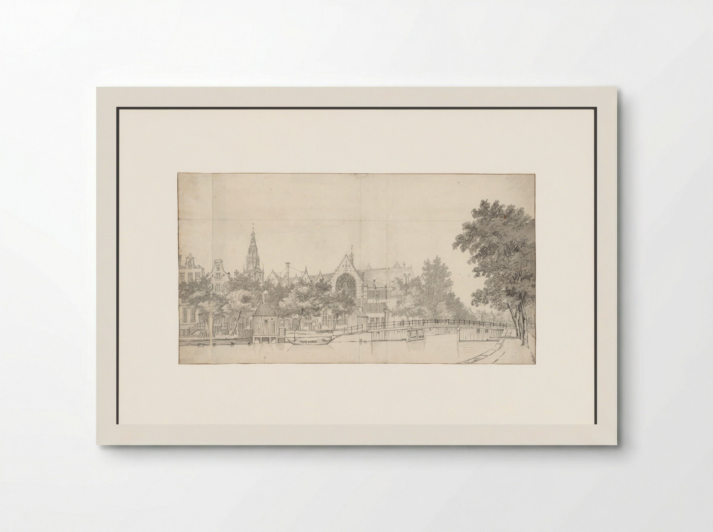 Gezicht op de Oude Kerk vanaf de Oudezijds Voorburgwal - Jan de Beijer - Poster