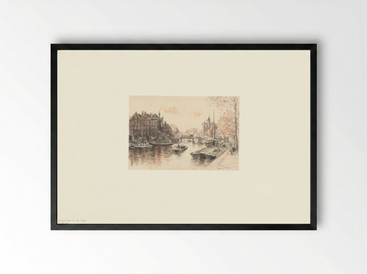 Gezicht op de Oudeschans gezien naar de Sint Antoniesluis - Anthonie van Teijn - Framed Print Black