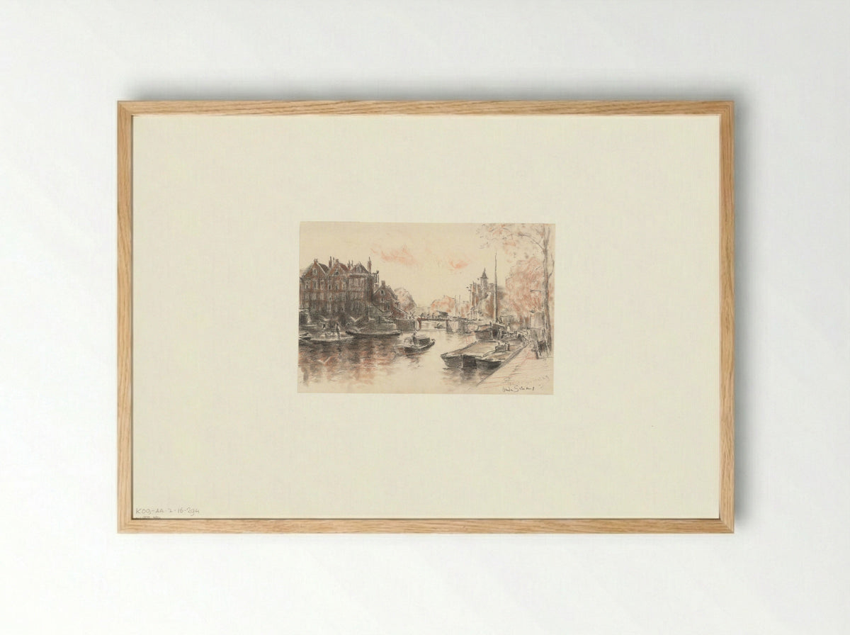 Gezicht op de Oudeschans gezien naar de Sint Antoniesluis - Anthonie van Teijn - Framed Print Wood