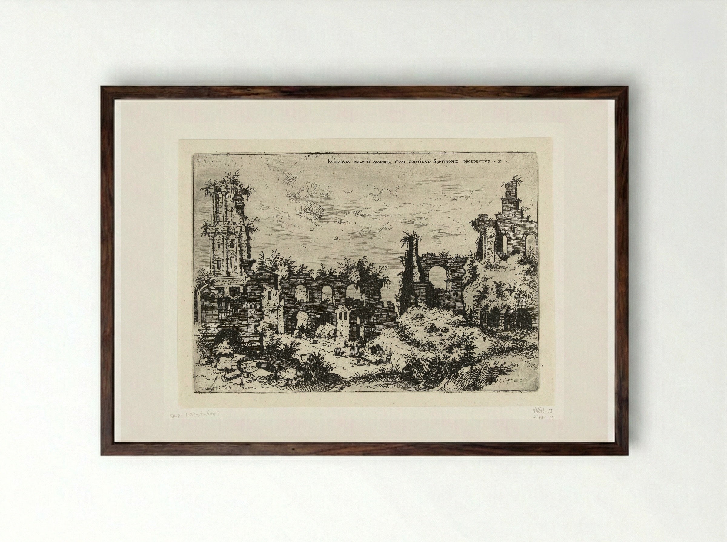 Gezicht op de Palatijn met het Septizonium - Hieronymus Cock - Framed Print Dark Wood