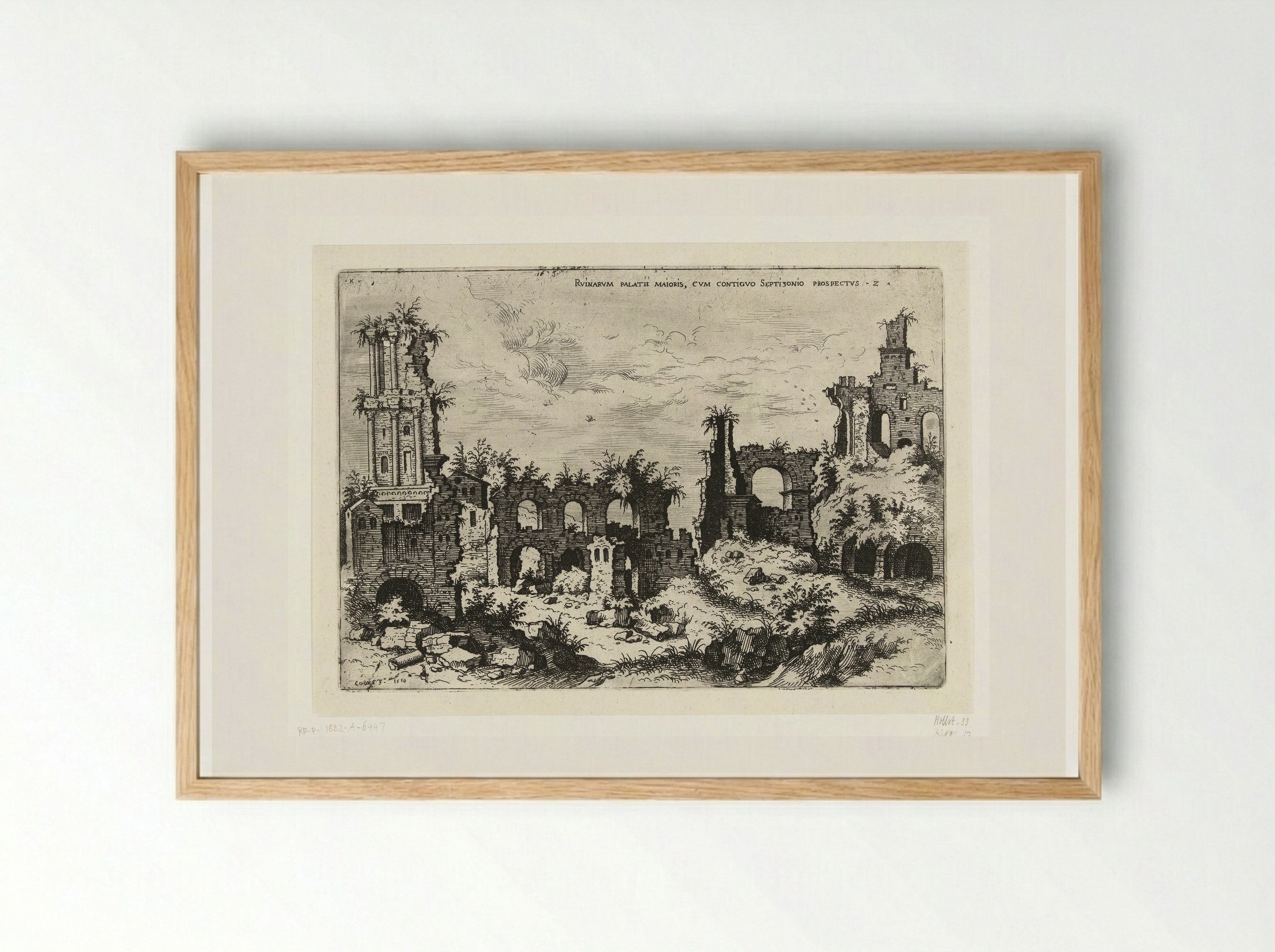 Gezicht op de Palatijn met het Septizonium - Hieronymus Cock - Framed Print Wood