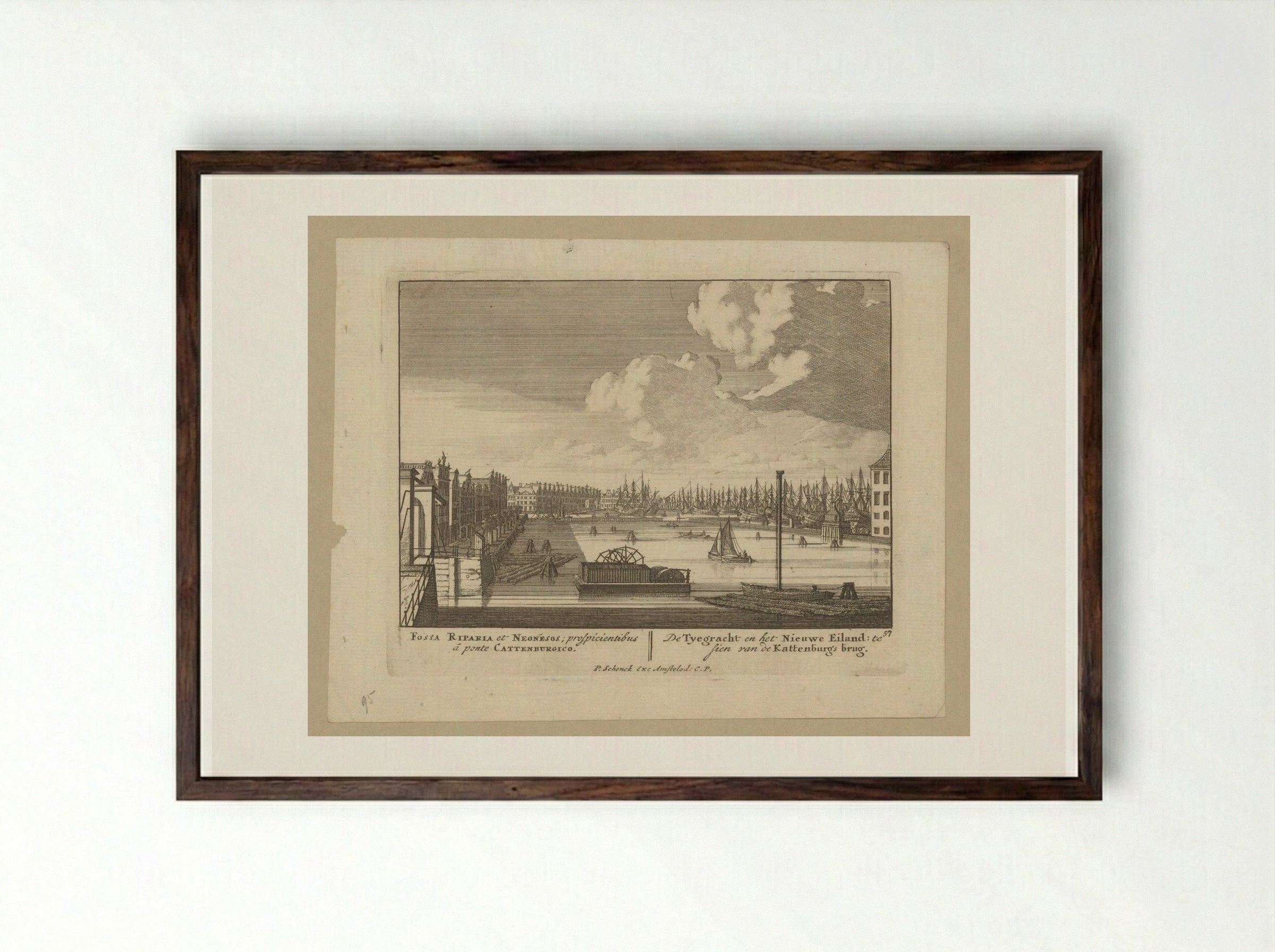 Gezicht op de Prins Hendrikkade - Jan van Call (I) - Framed Print Dark Wood