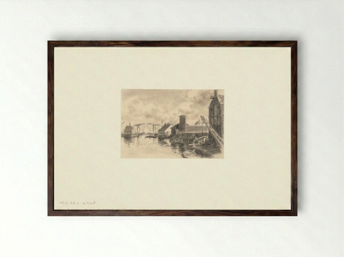 Gezicht op de Realengracht - Anthonie van Teijn - Framed Print Dark Wood