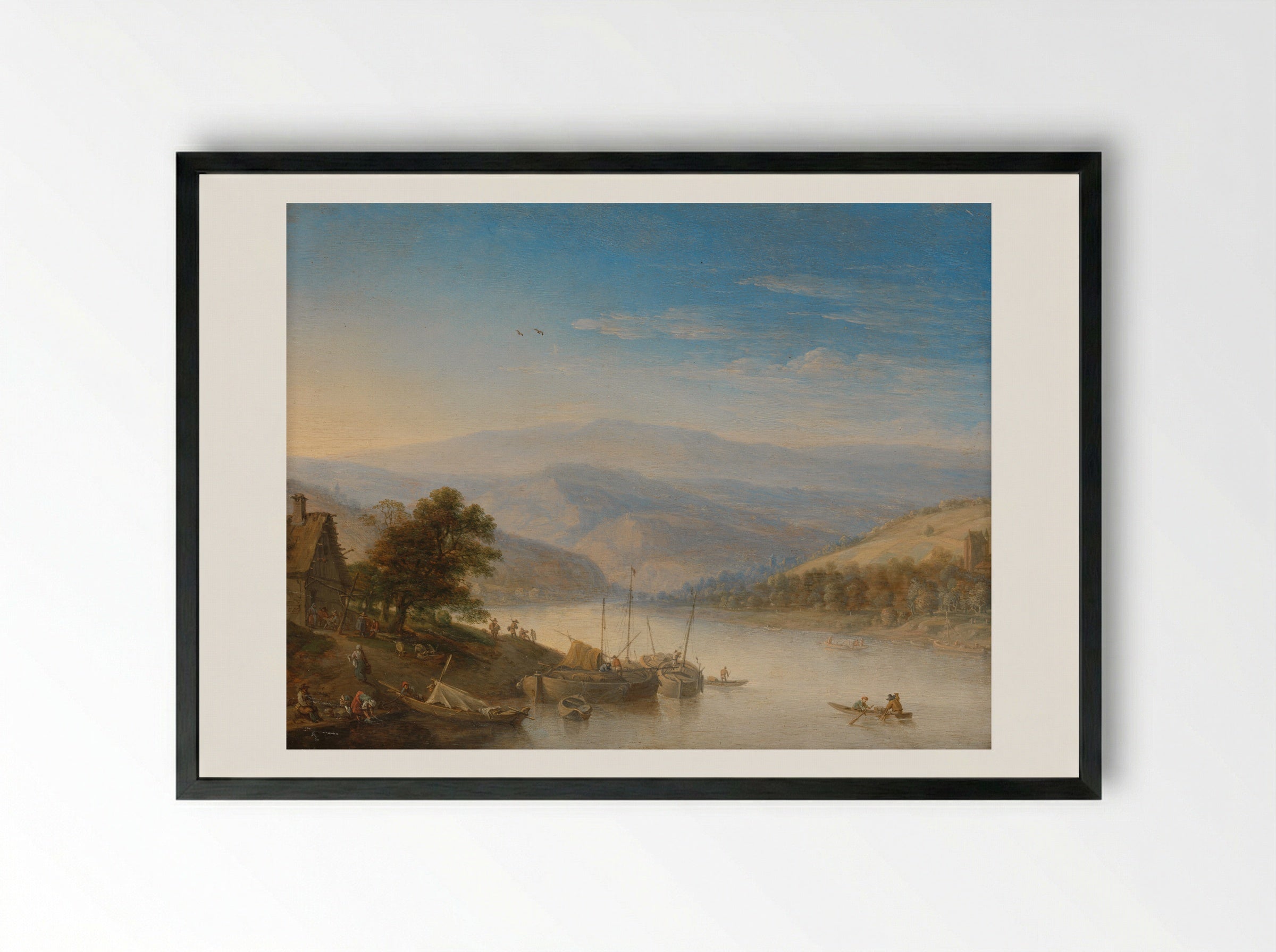 Gezicht op de Rijn bij Andernach - Herman Saftleven - Framed Print Black