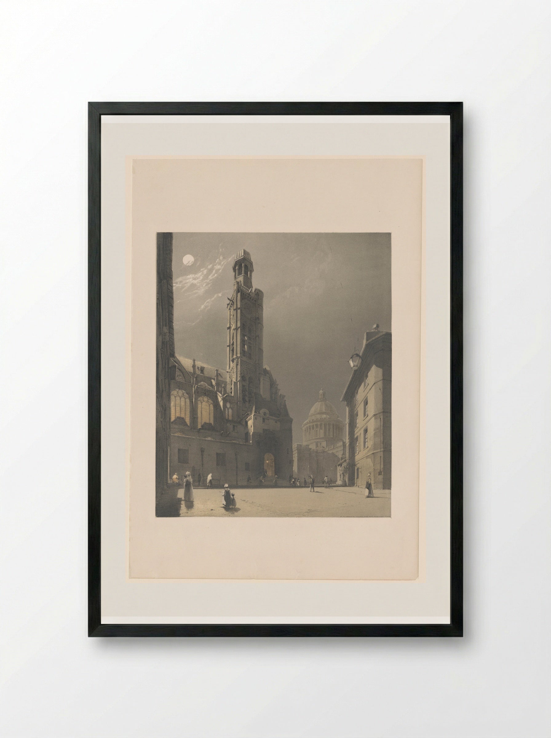 Gezicht op de Saint-Etienne-du-Mont en het Pantheon te Parijs - Thomas Shotter Boys - Framed Print Black