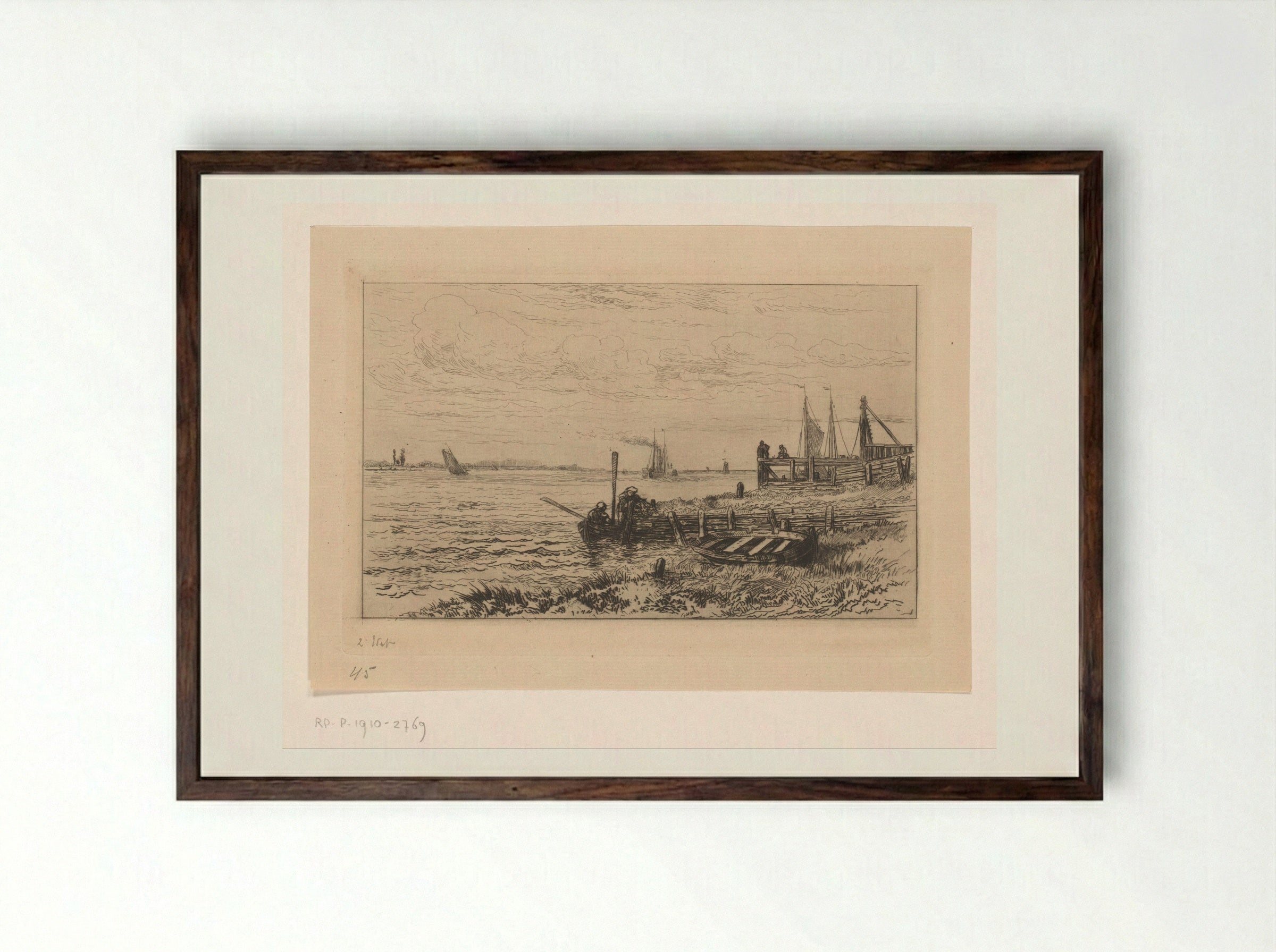 Gezicht op de Schelde bij Burcht - Carel Nicolaas Storm van 's-Gravesande - Framed Print Dark Wood
