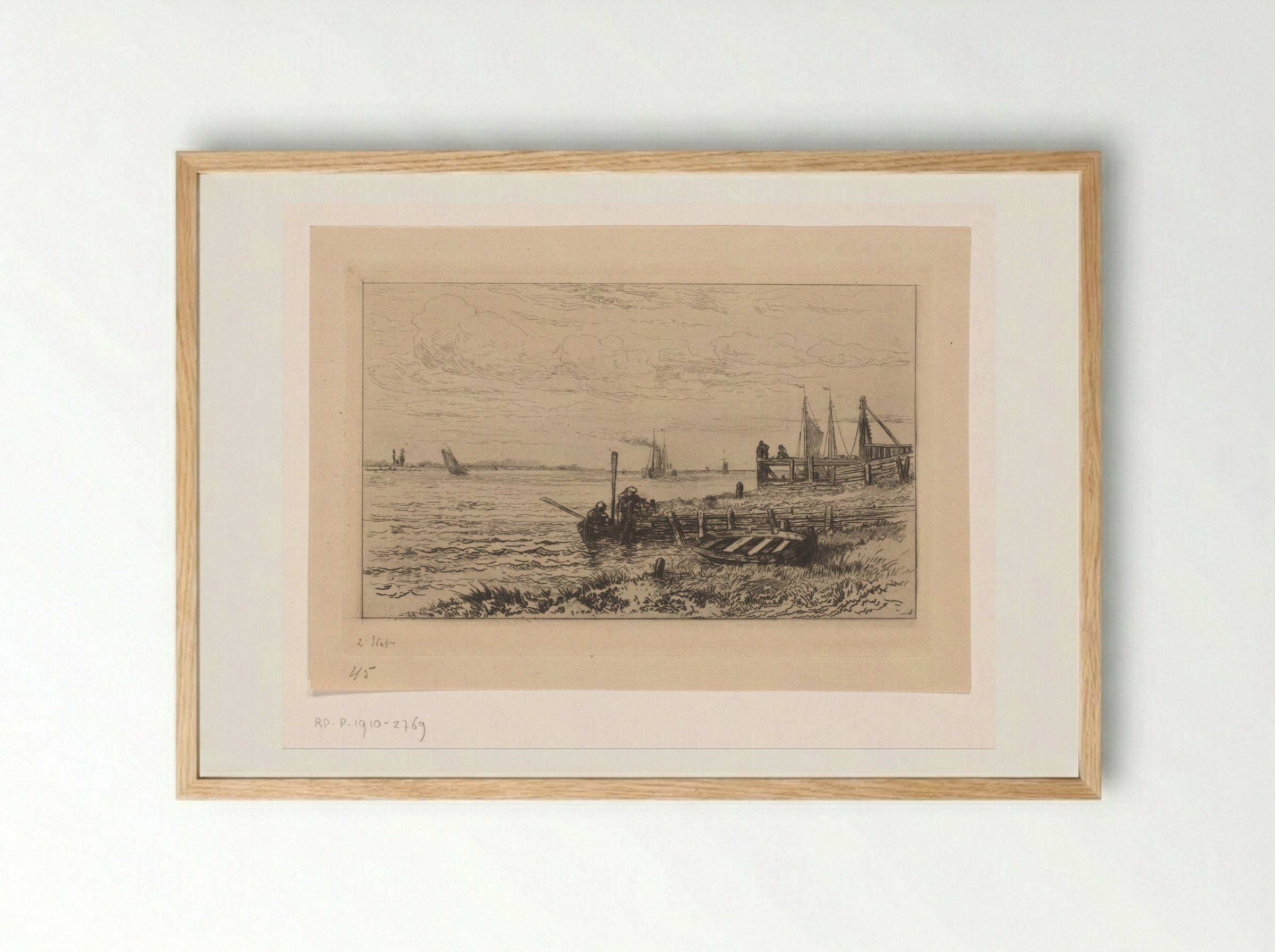 Gezicht op de Schelde bij Burcht - Carel Nicolaas Storm van 's-Gravesande - Framed Print Wood