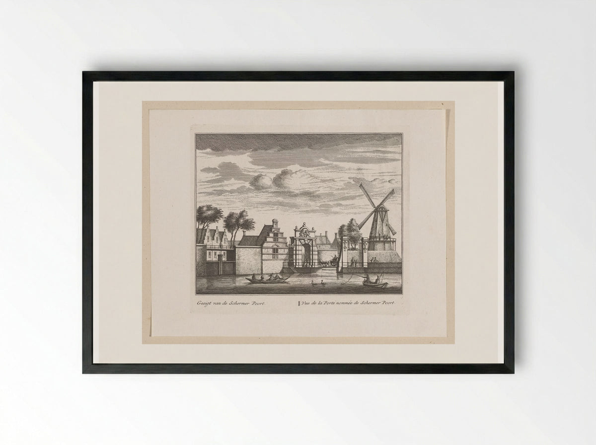 Gezicht op de Schermerpoort te Alkmaar - Leonard Schenk - Framed Print Black