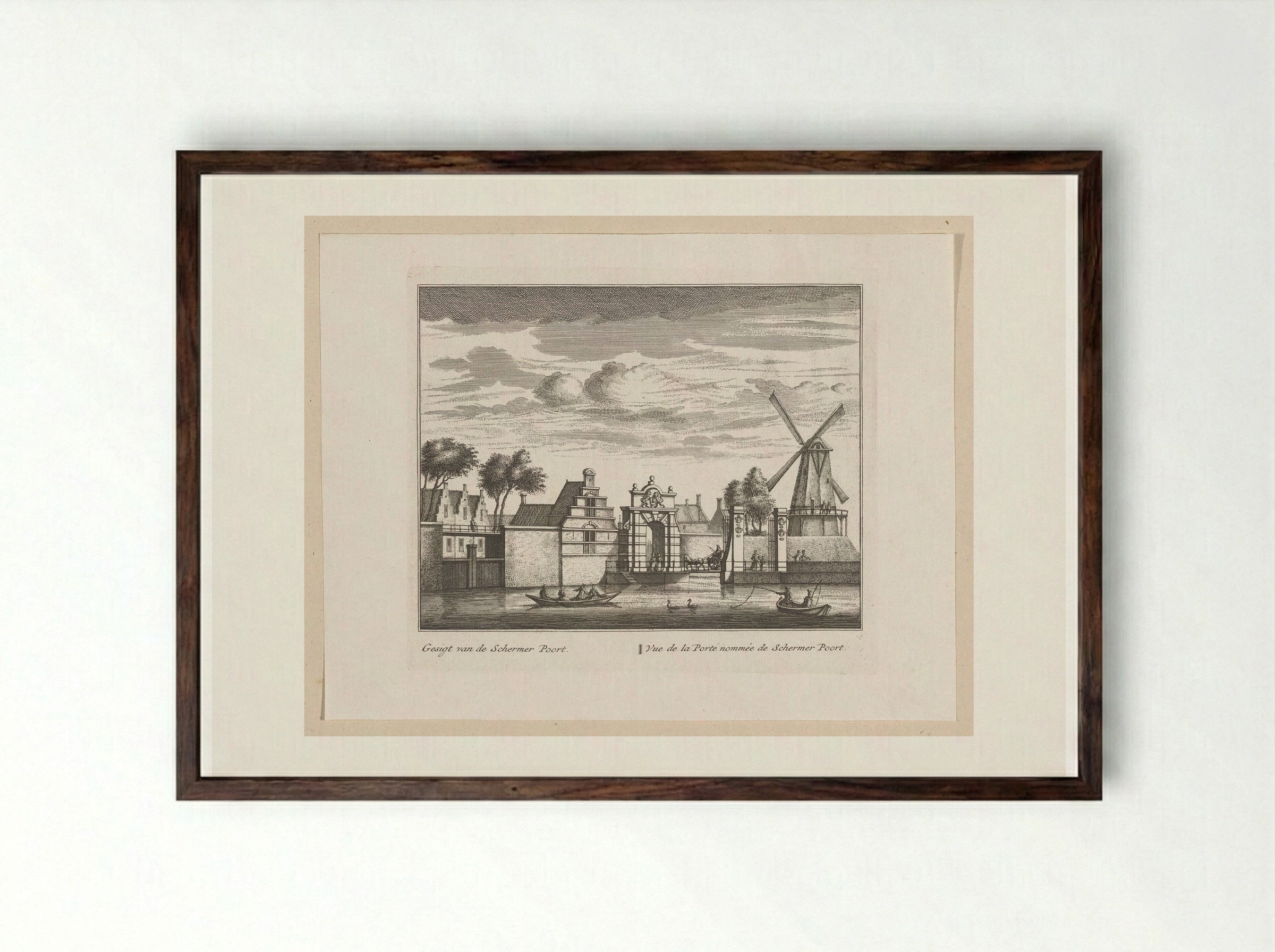 Gezicht op de Schermerpoort te Alkmaar - Leonard Schenk - Framed Print Dark Wood