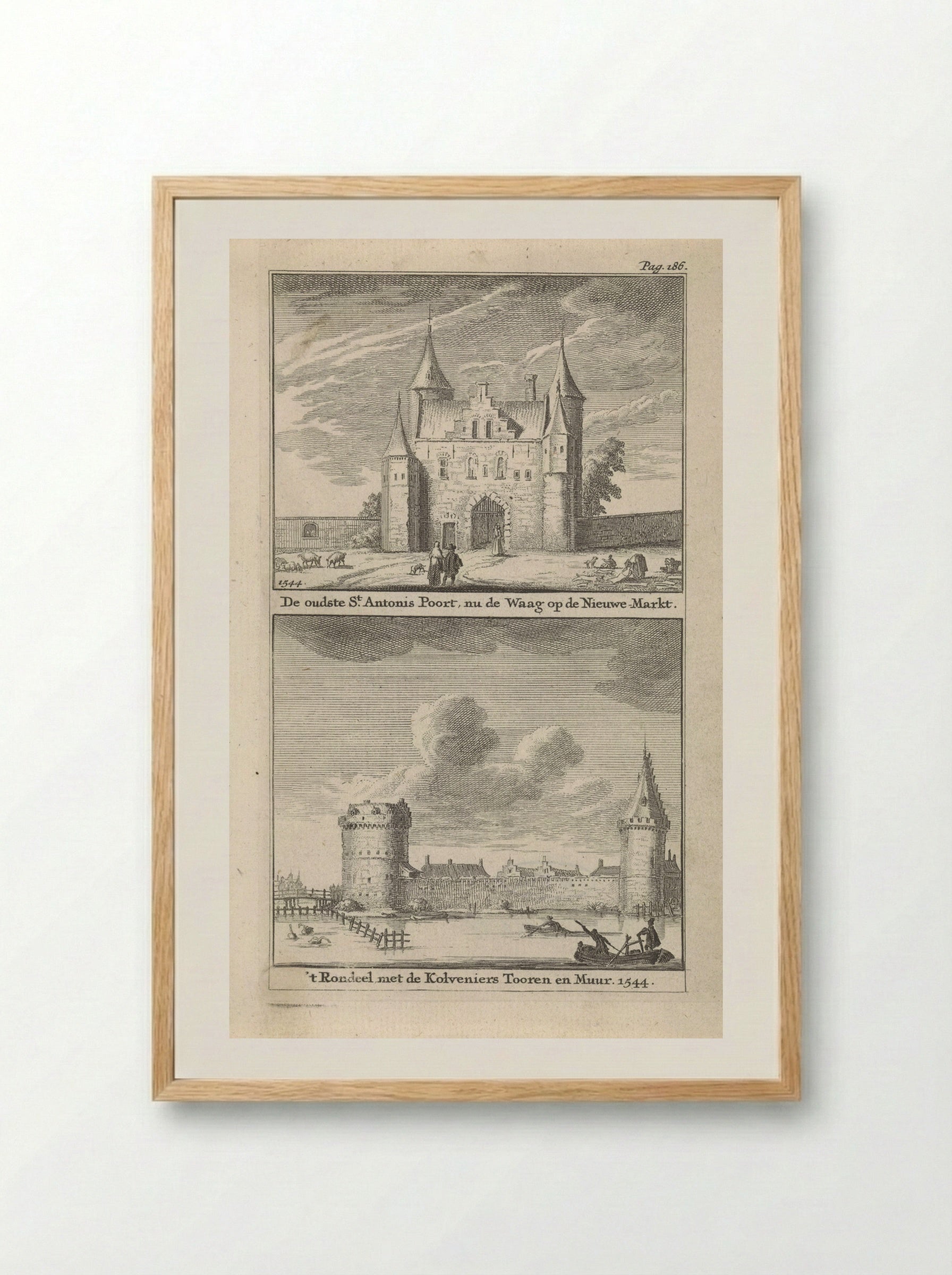 Gezicht op de Sint-Antoniespoort en het Rondeel te Amsterdam - Jan Goeree - Framed Print Wood