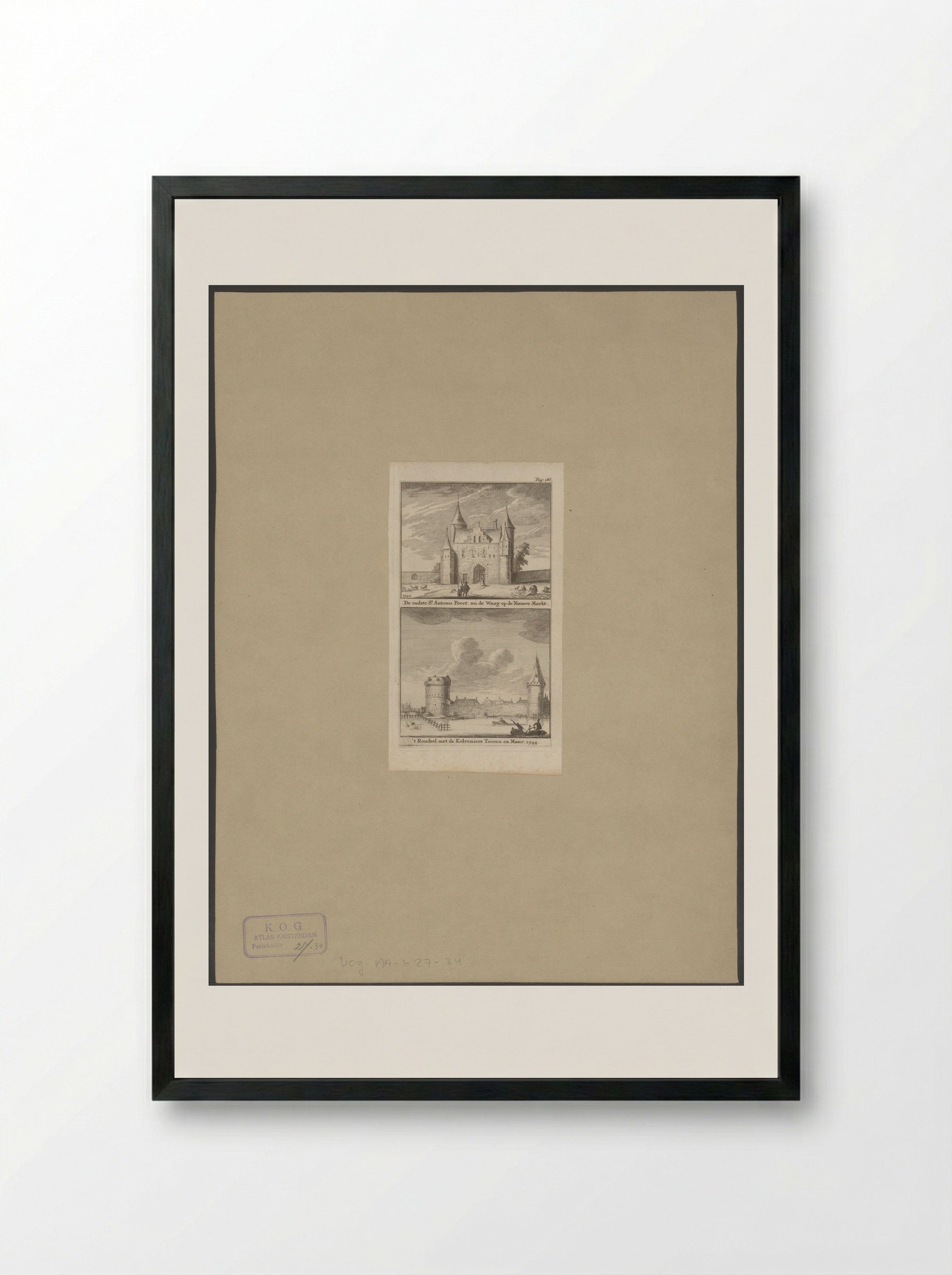 Gezicht op de Sint-Antoniespoort, het Rondeel en de toren Swych Utrecht te Amsterdam - Jan Goeree - Framed Print Black