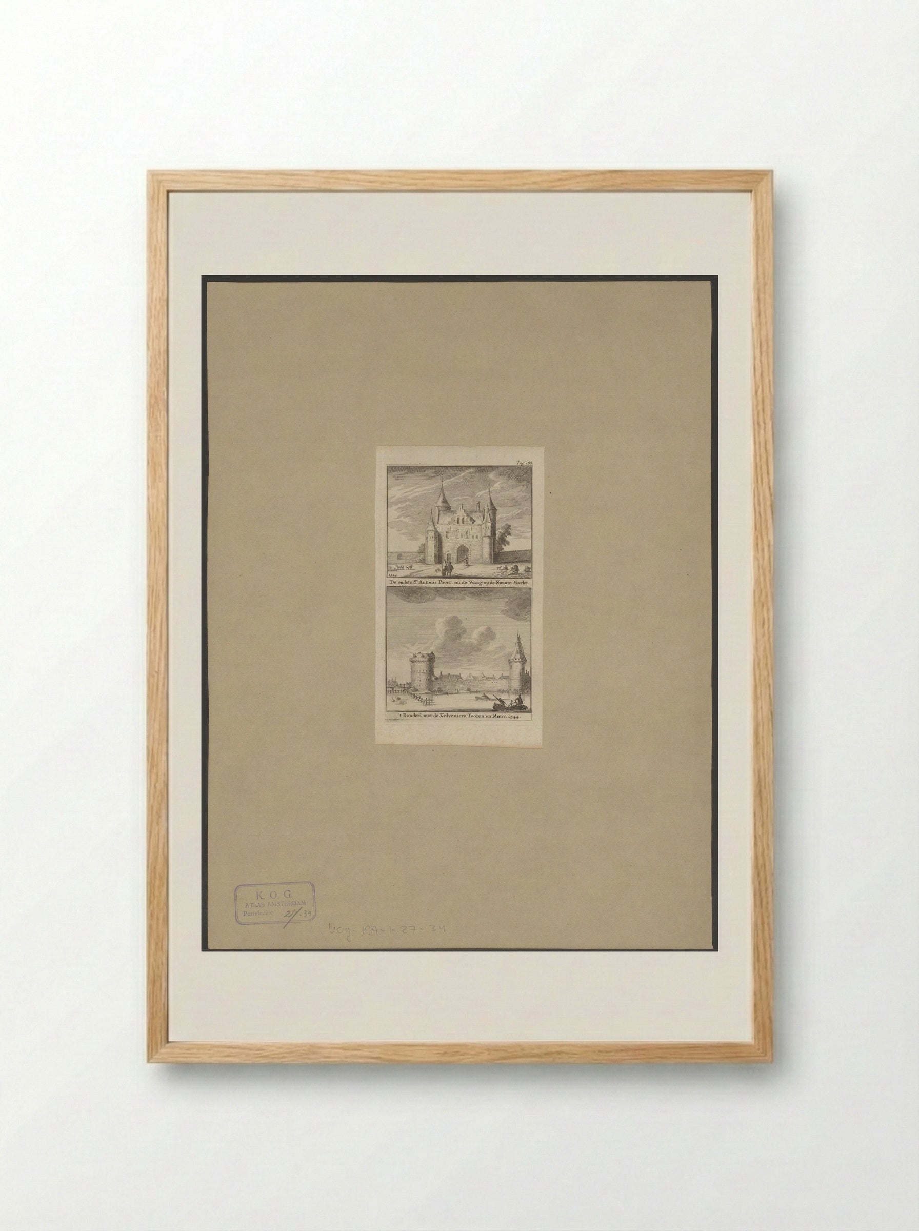 Gezicht op de Sint-Antoniespoort, het Rondeel en de toren Swych Utrecht te Amsterdam - Jan Goeree - Framed Print Wood