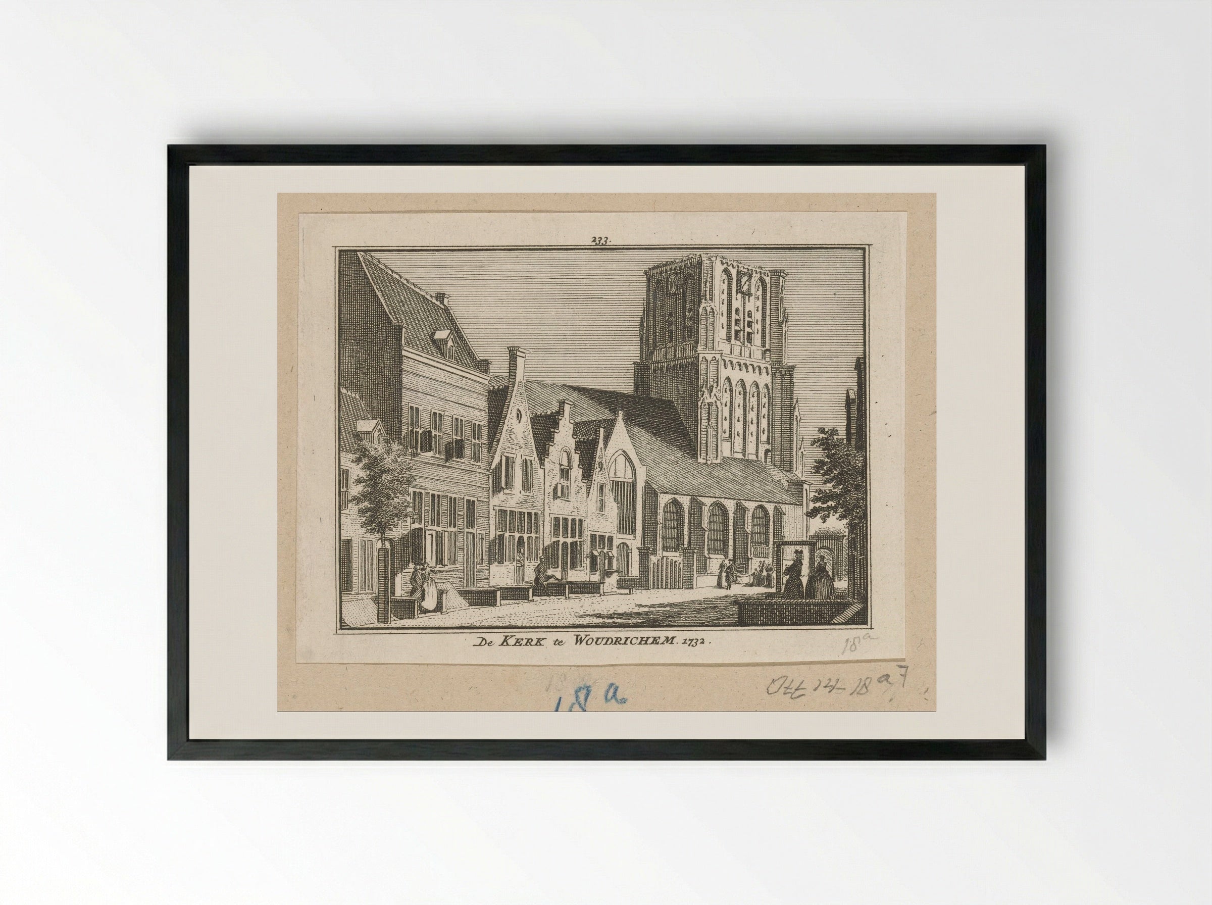 Gezicht op de Sint-Martinuskerk te Woudrichem - Hendrik Spilman - Framed Print Black