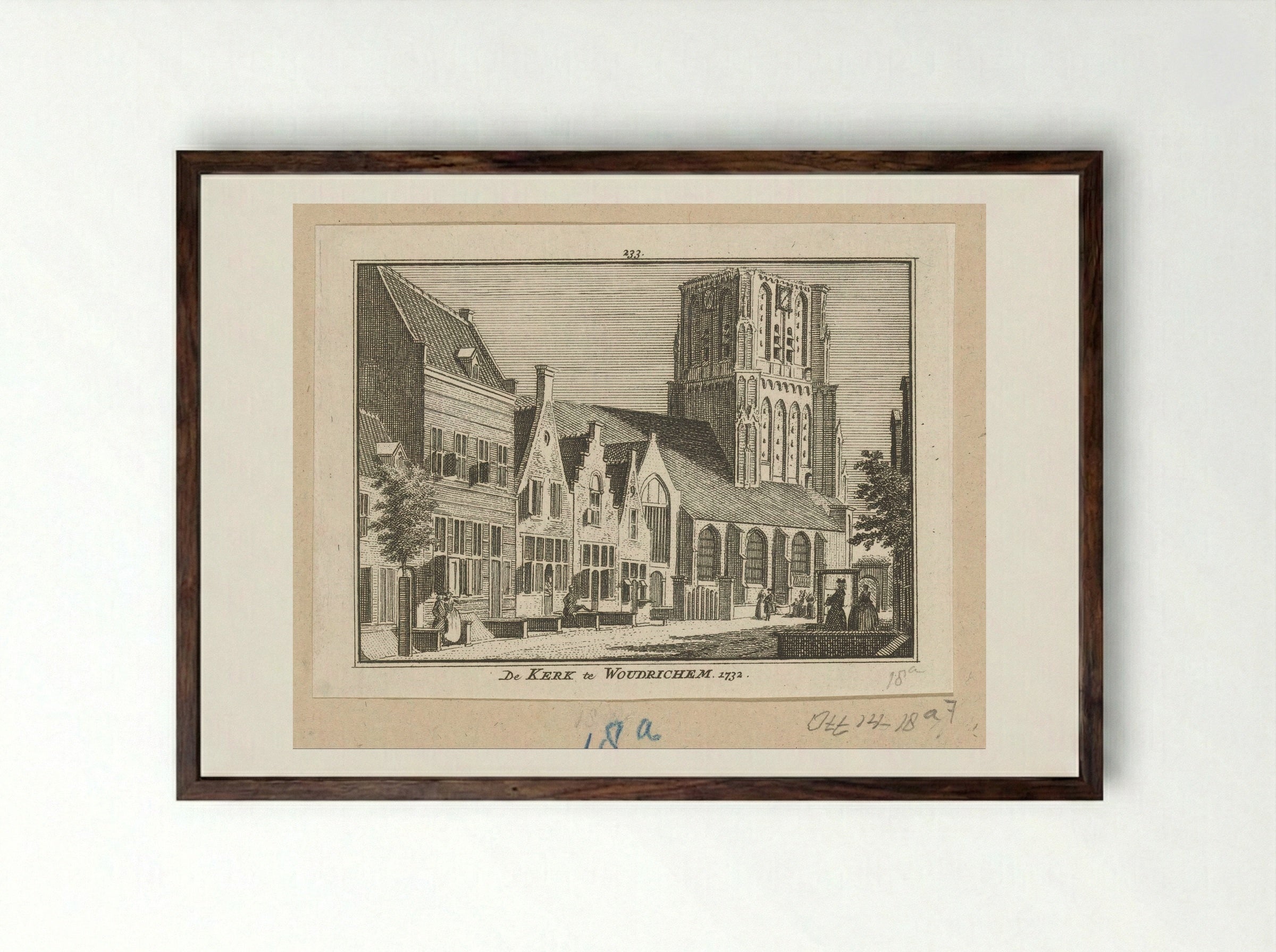Gezicht op de Sint-Martinuskerk te Woudrichem - Hendrik Spilman - Framed Print Dark Wood