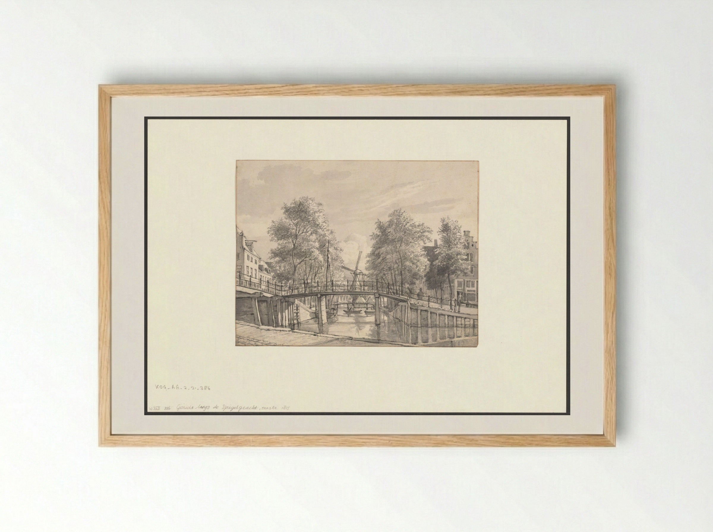Gezicht op de Spiegelgracht - Gerrit Lamberts - Framed Print Wood