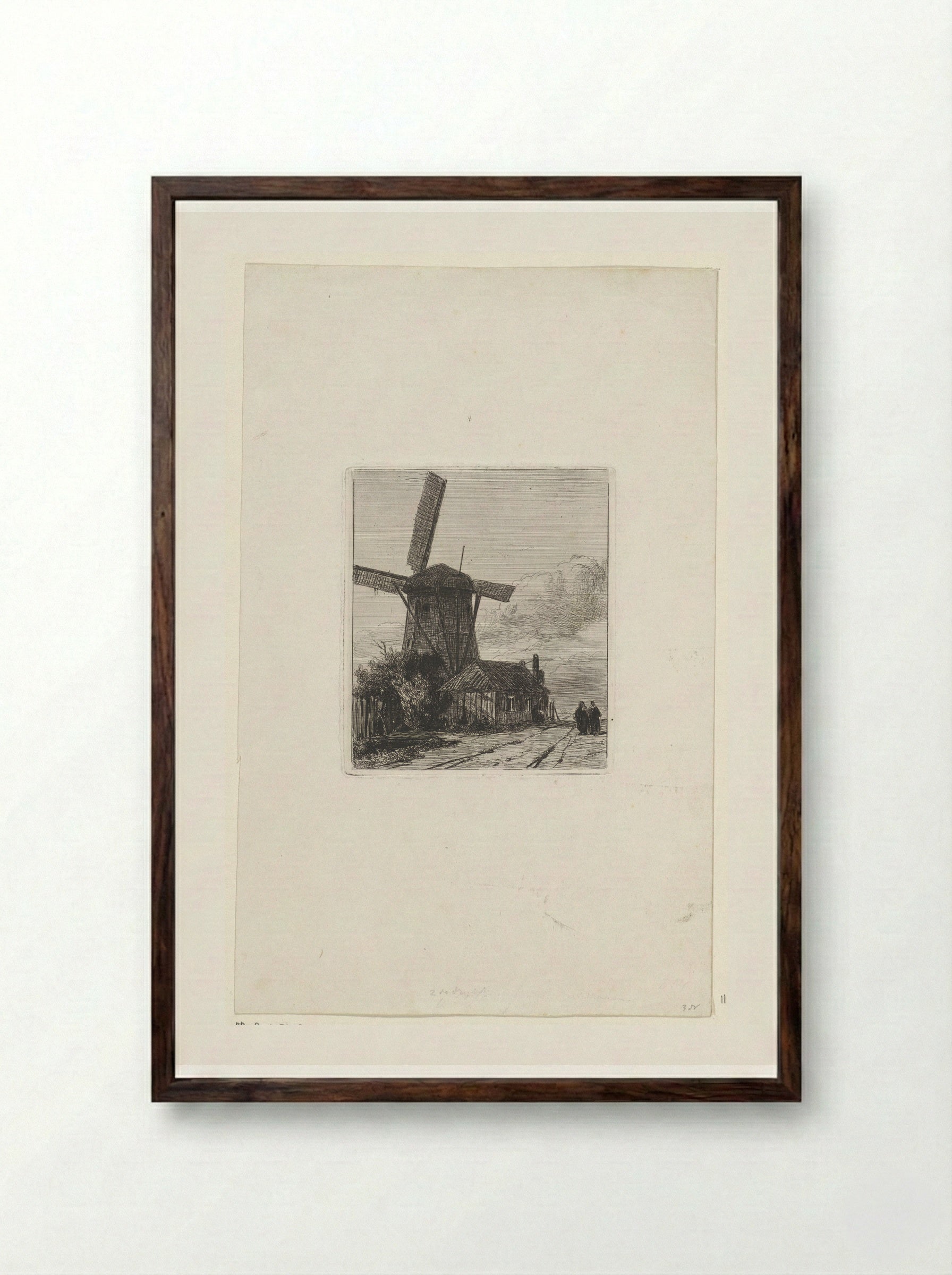 Gezicht op de Trekweg te Den Haag - Jan Weissenbruch - Framed Print Dark Wood
