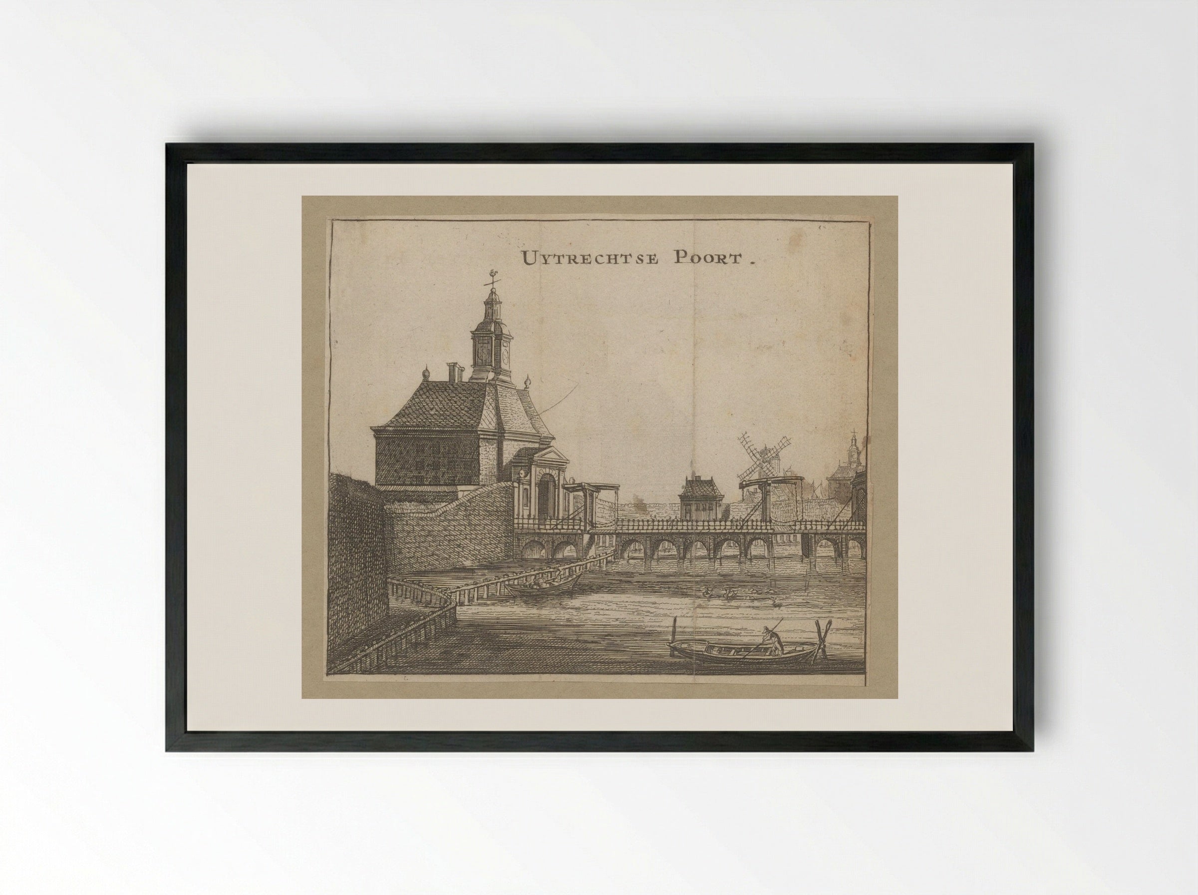Gezicht op de Utrechtsepoort te Amsterdam - Jan Veenhuysen - Framed Print Black