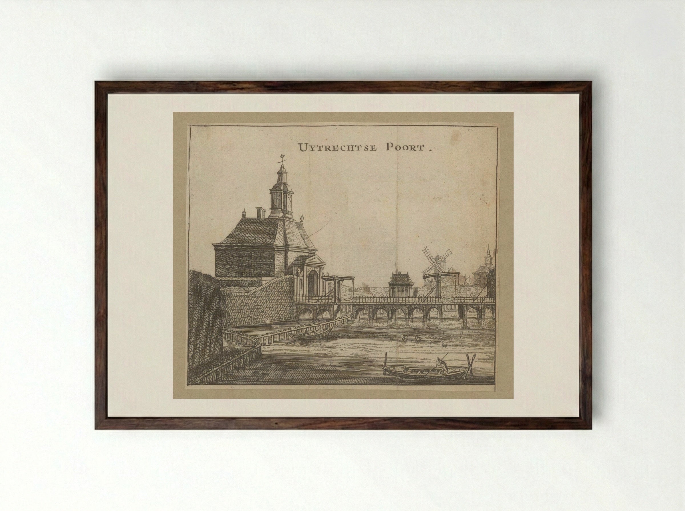 Gezicht op de Utrechtsepoort te Amsterdam - Jan Veenhuysen - Framed Print Dark Wood