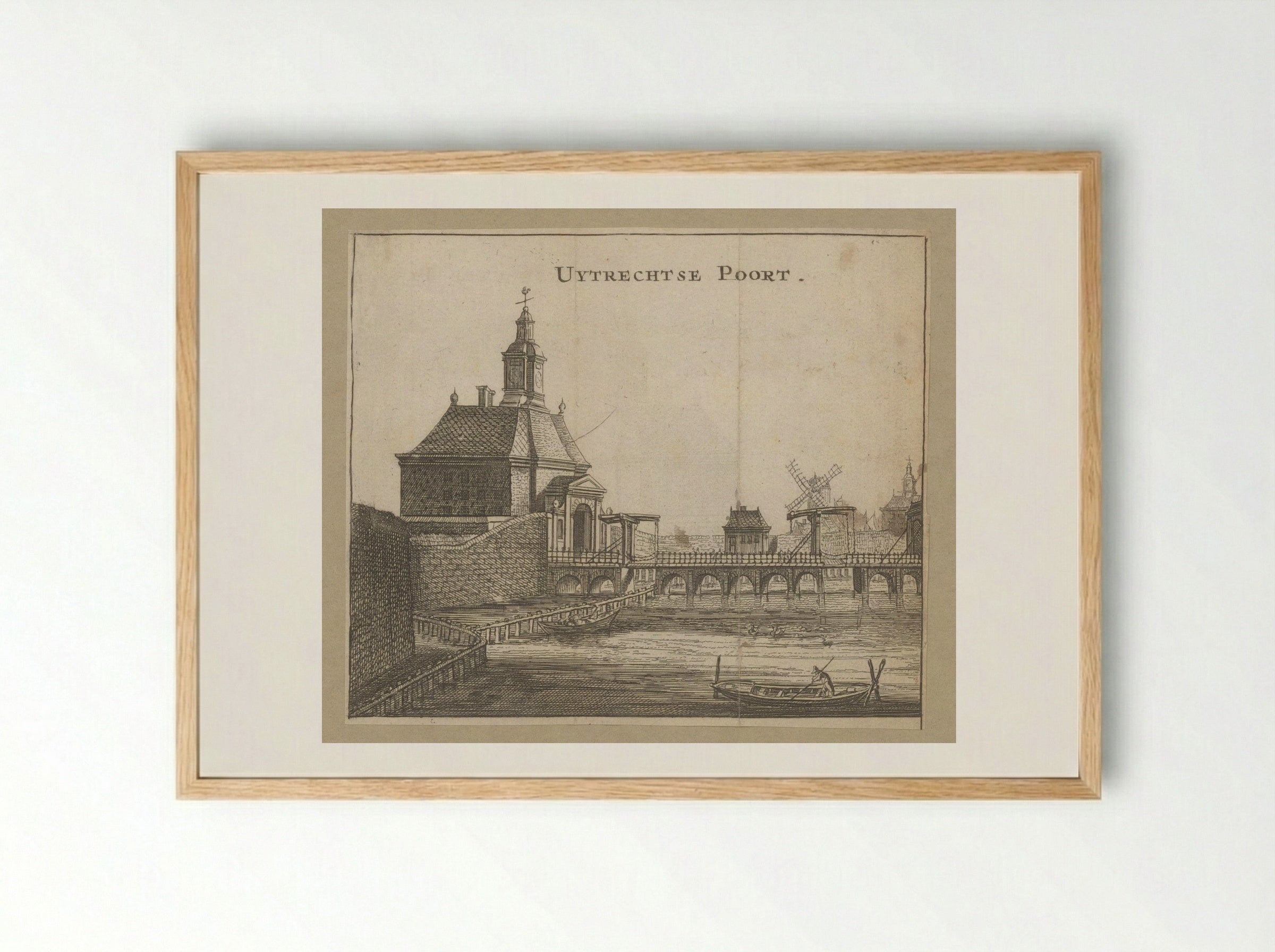 Gezicht op de Utrechtsepoort te Amsterdam - Jan Veenhuysen - Framed Print Wood