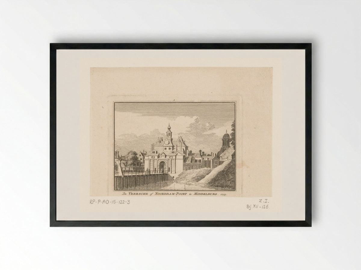 Gezicht op de Veersepoort te Middelburg - Hendrik Spilman - Framed Print Black